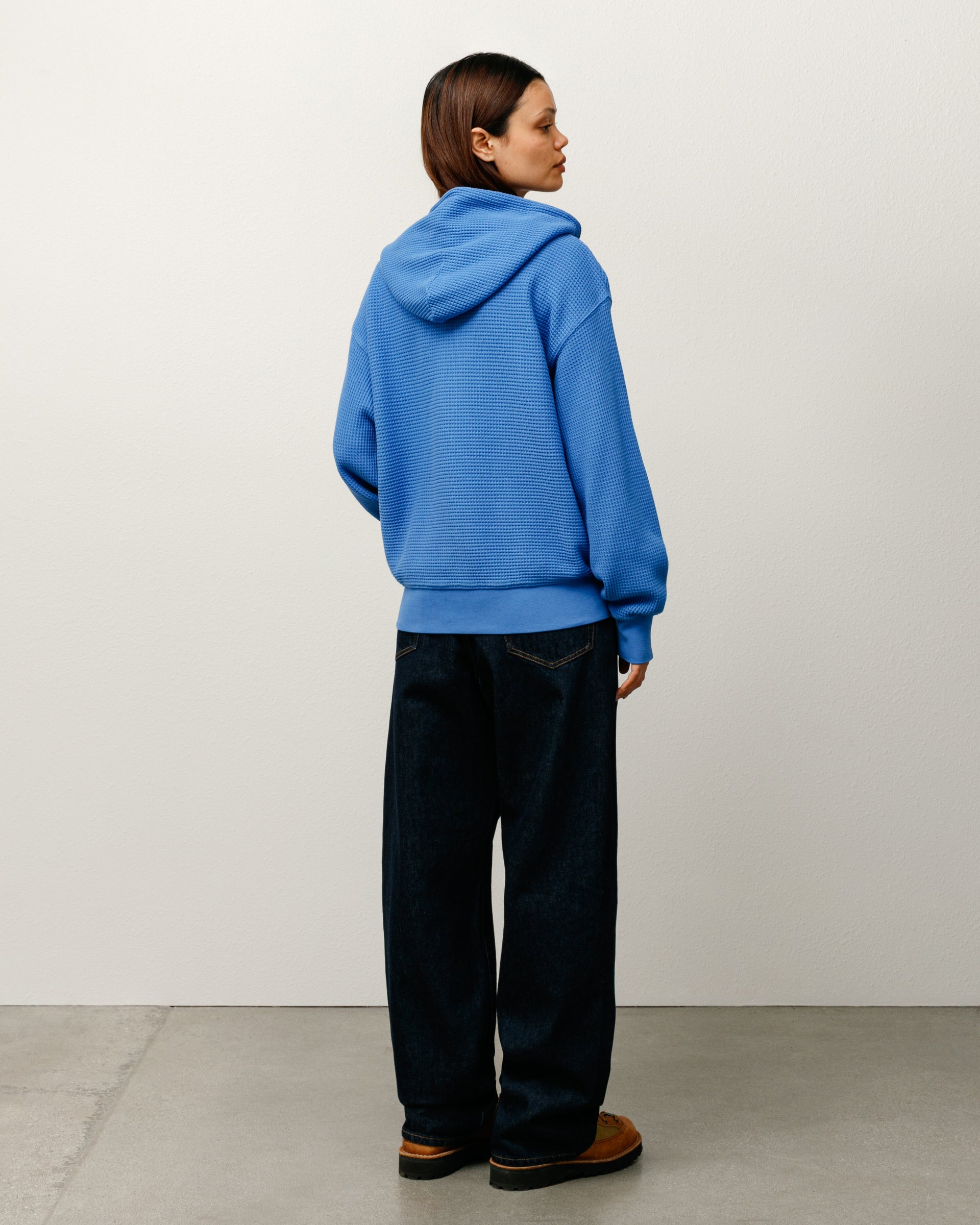 DOUBLE LAYER WAFFLE ZIP HOODIE