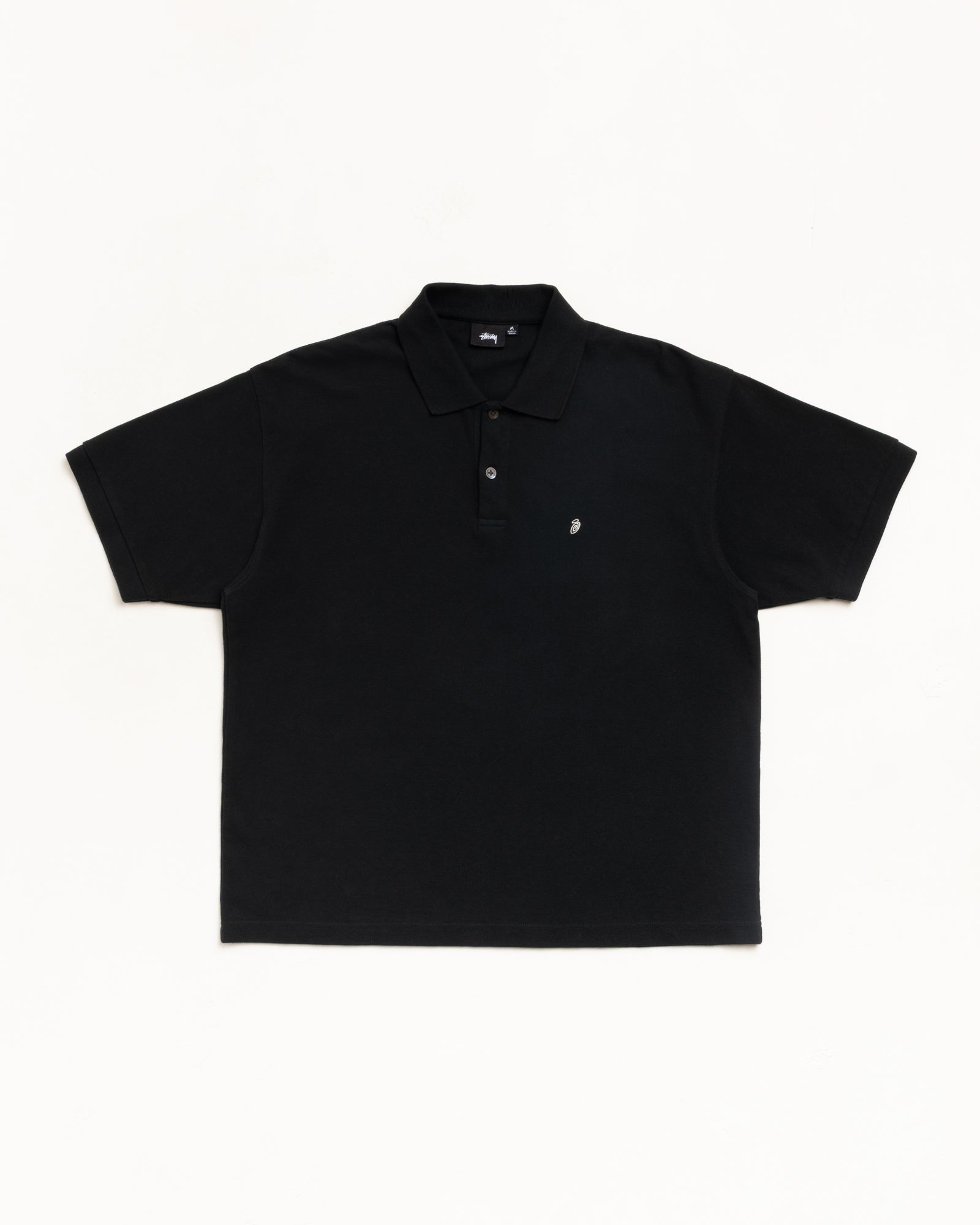 Classic Pique Polo Mens Short Sleeve In Black, Cotton Pique With Rib Collar And Chest Logo