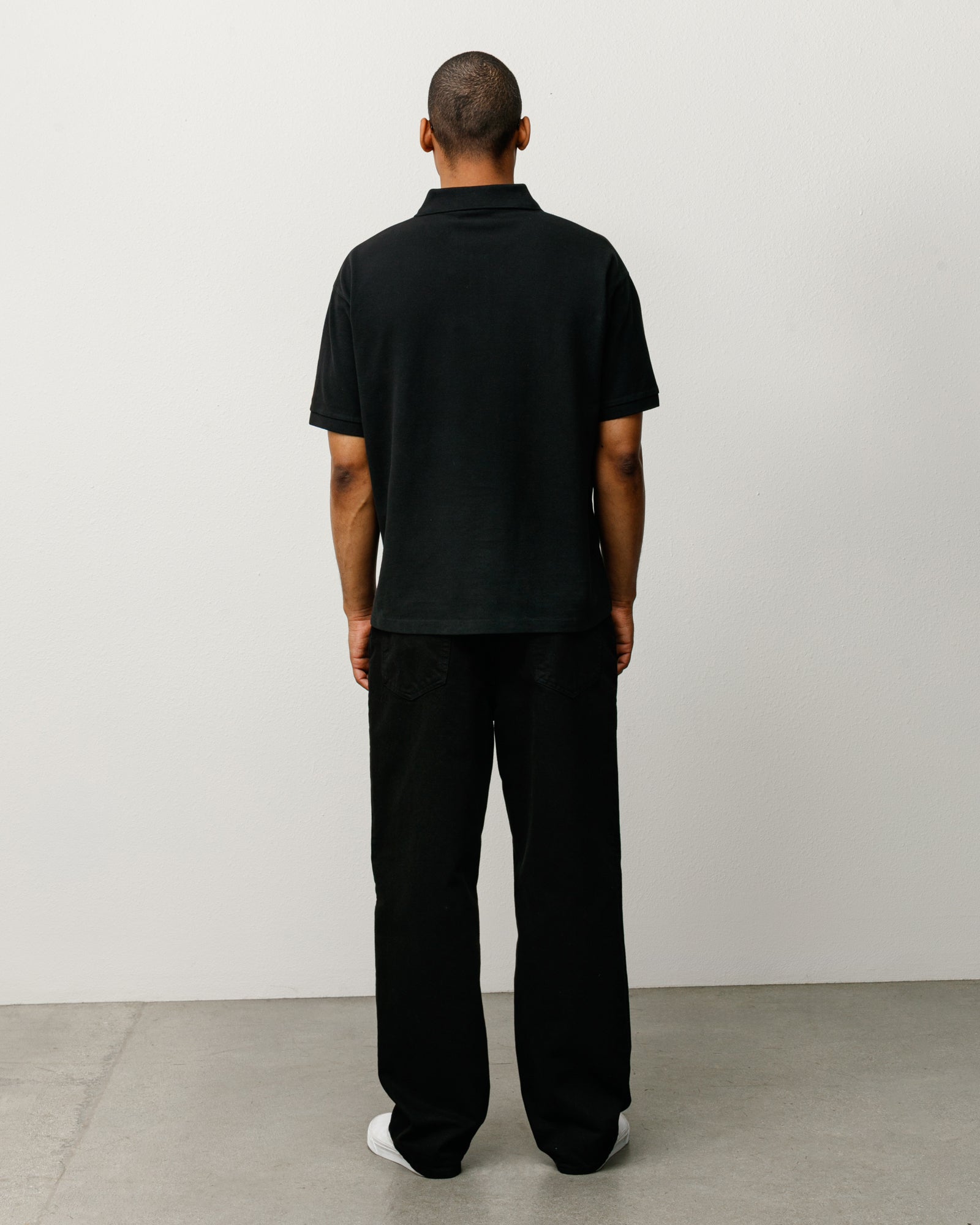 Classic Pique Polo Mens Short Sleeve In Black, Cotton Pique With Rib Collar And Chest Logo