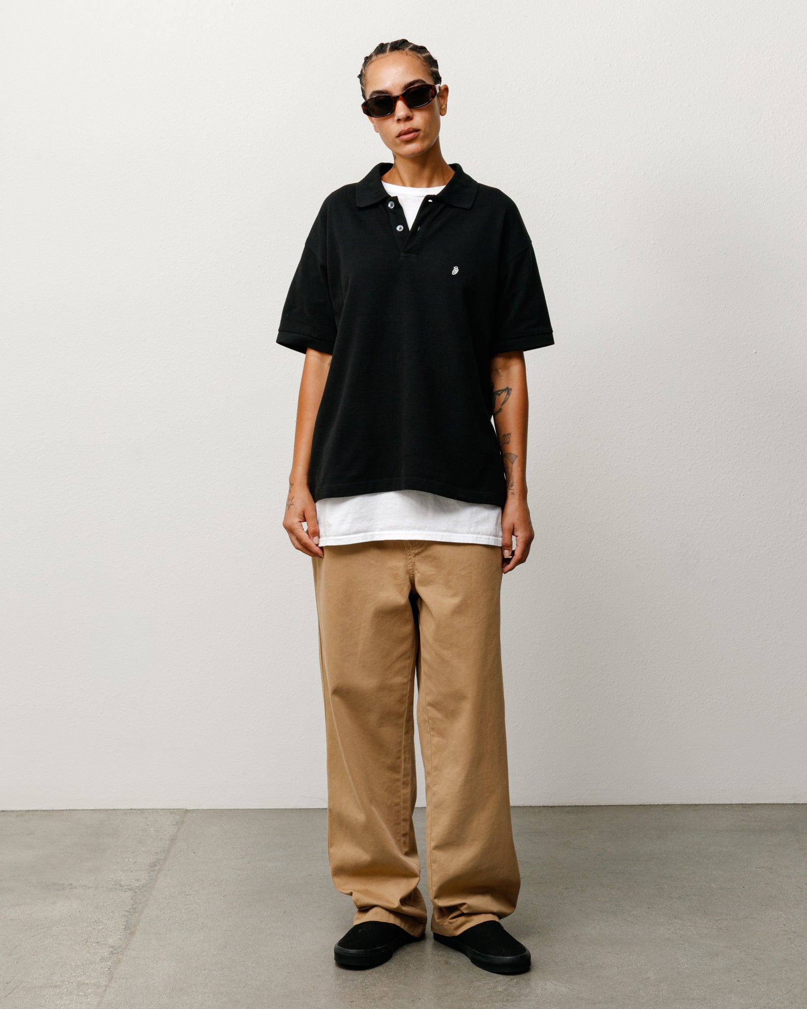 Classic Pique Polo Mens Short Sleeve In Black, Cotton Pique With Rib Collar And Chest Logo