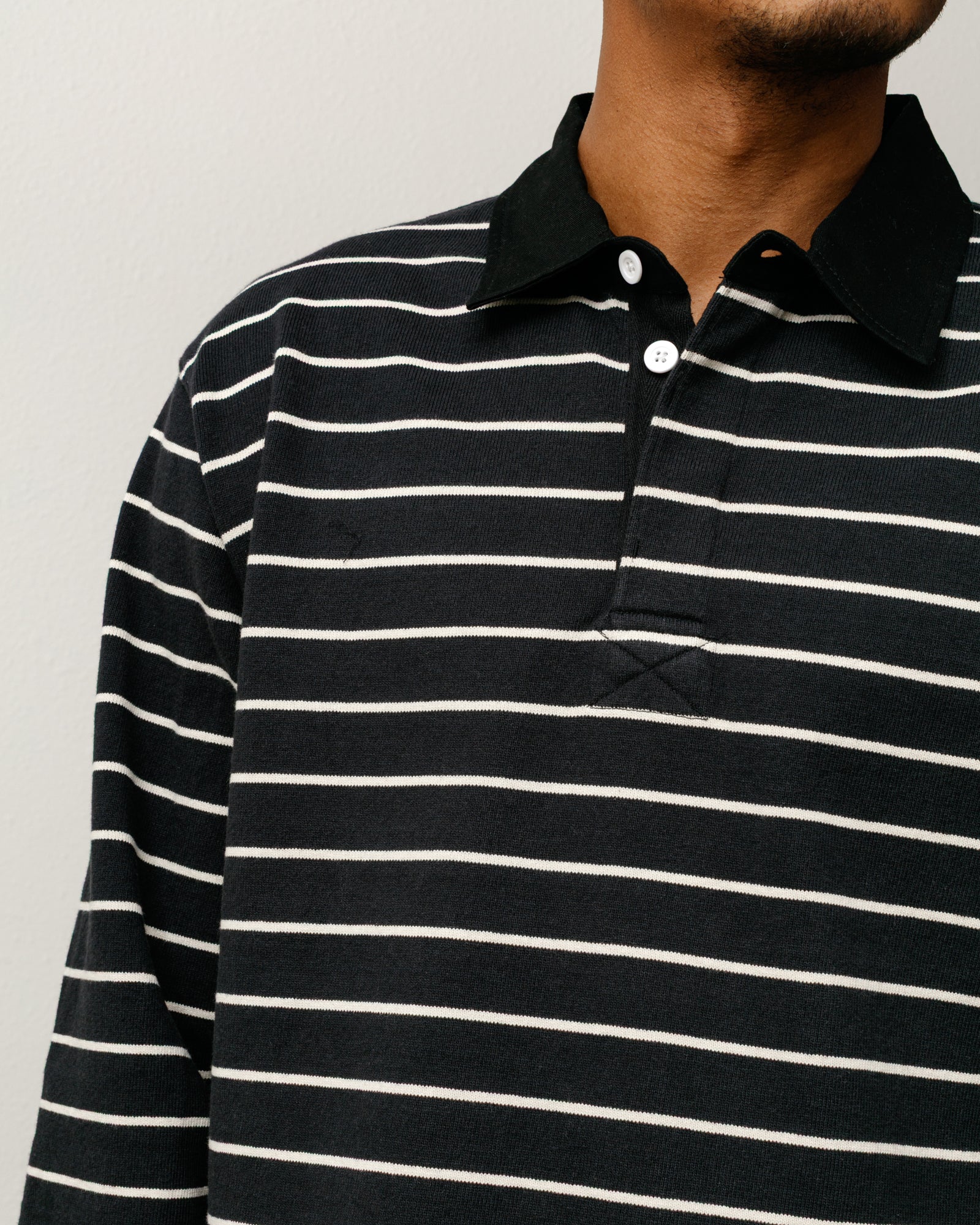 Striped Rugby Shirt – Black | Tops & Knits | Stüssy Canada