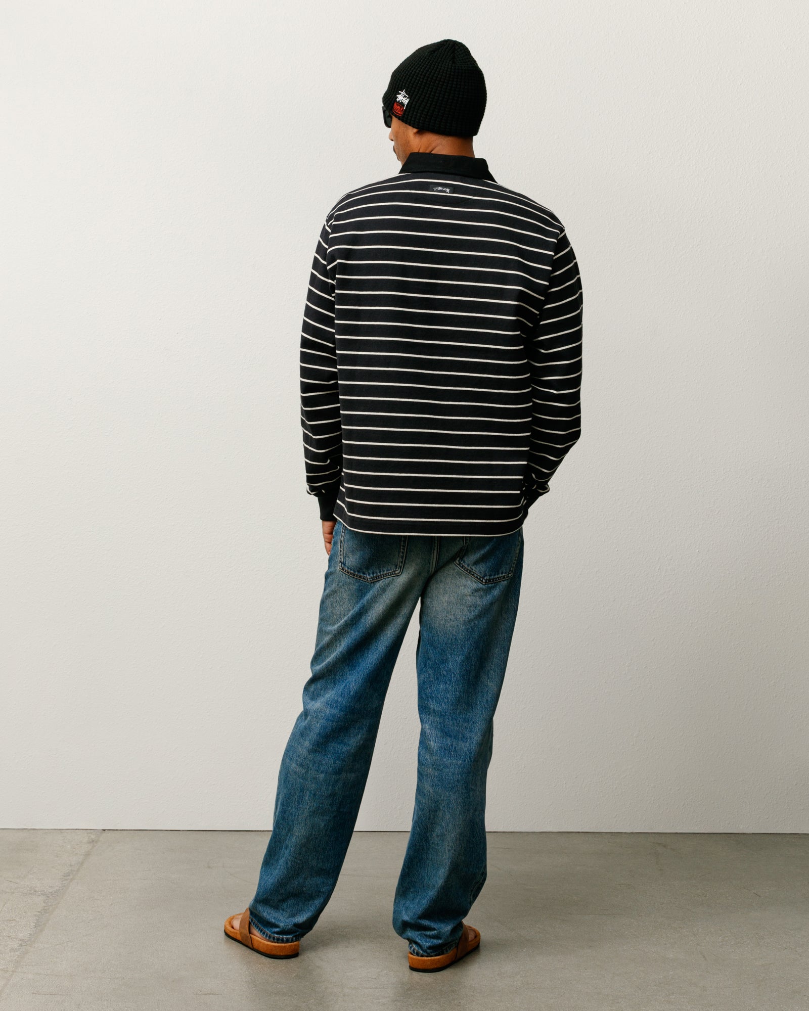 Striped Rugby Shirt – Black | Tops & Knits | Stüssy Canada
