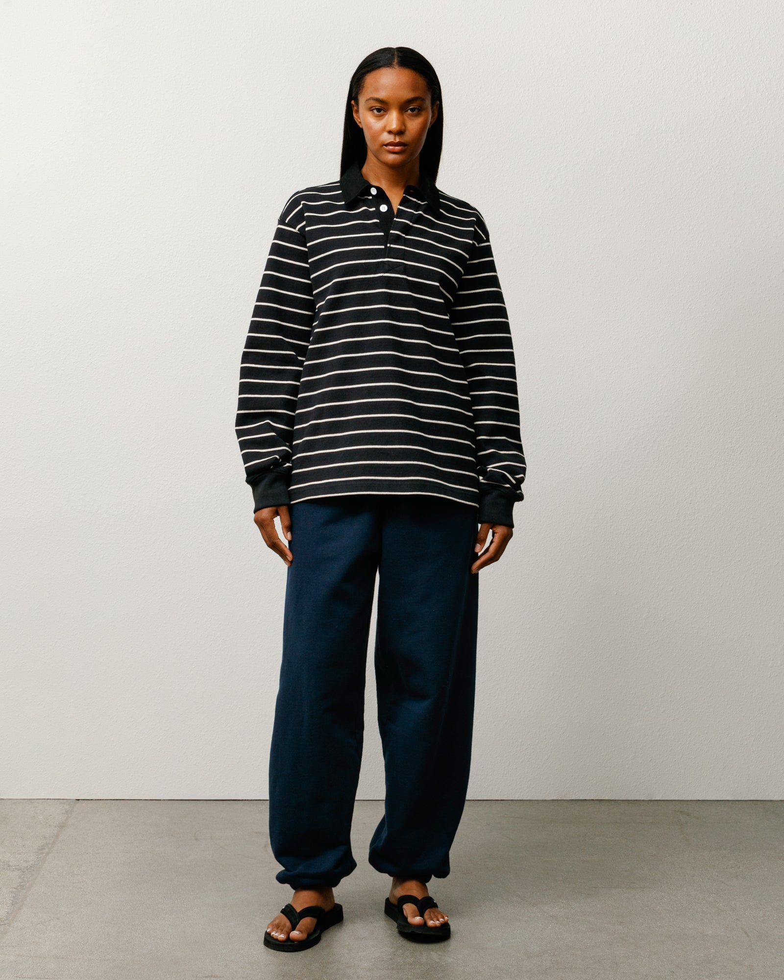 Striped Rugby Shirt – Black | Tops & Knits | Stüssy Canada