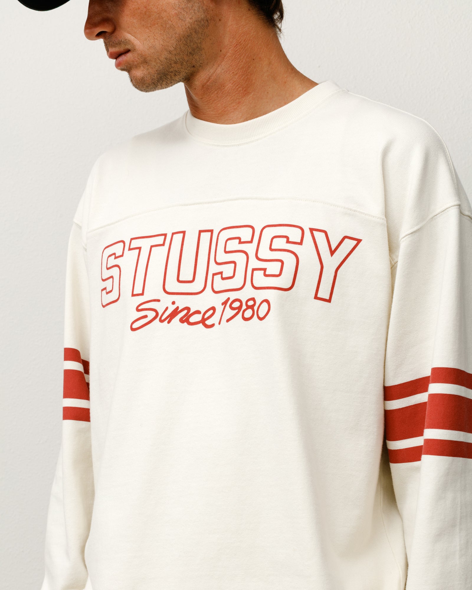 Football Crew Mens Long Sleeve In Bone