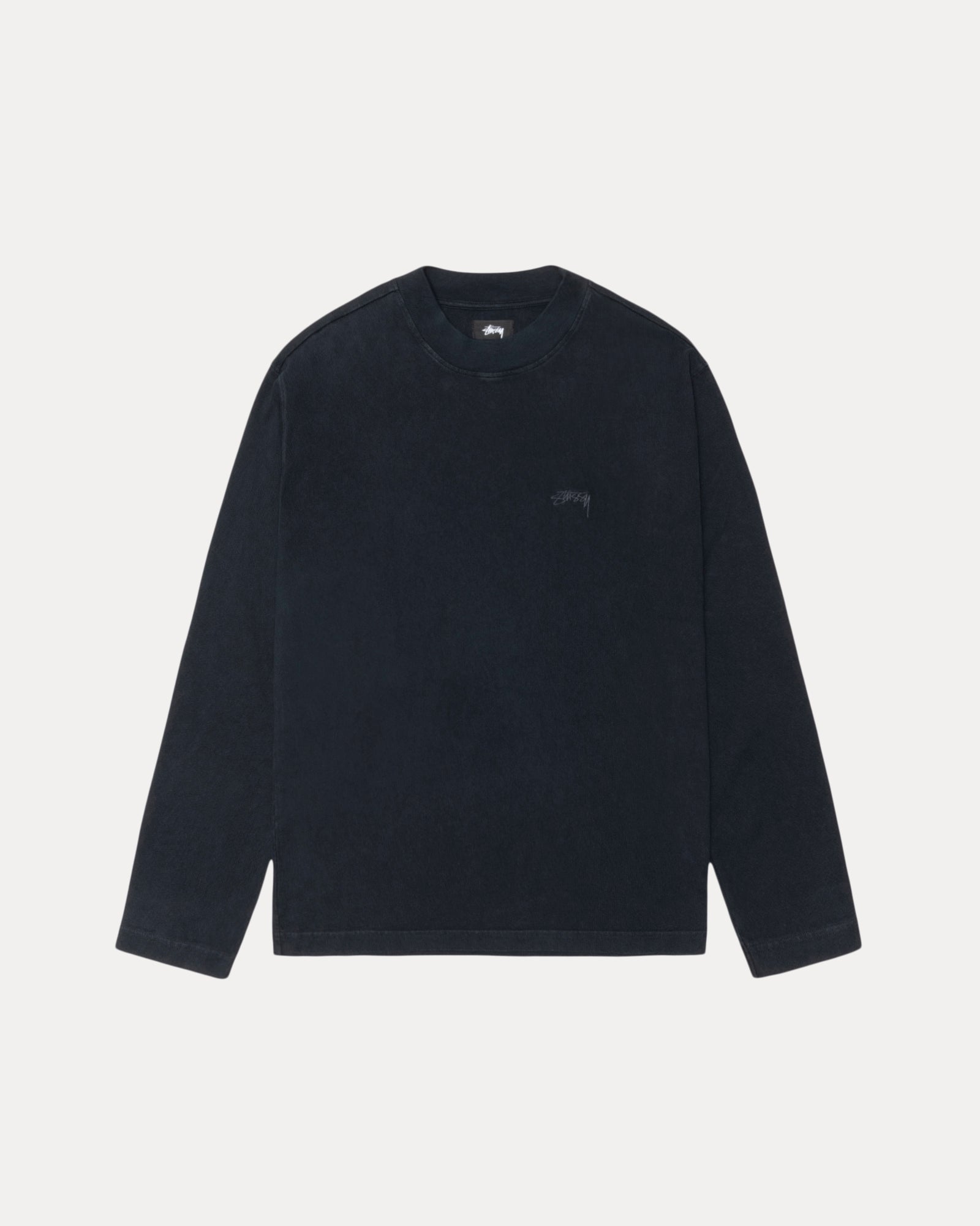 Dyed Mock Neck Ls Tee Mens Long Sleeve In Black