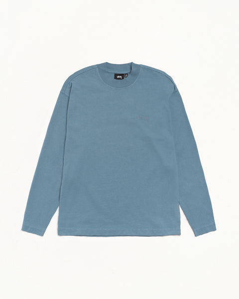 Dyed Mock Neck Ls Tee Mens Long Sleeve In Blue