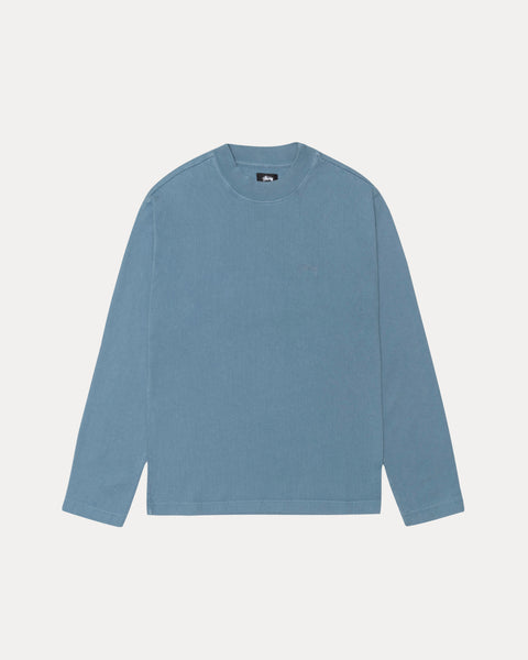 Dyed Mock Neck Ls Tee Mens Long Sleeve In Blue