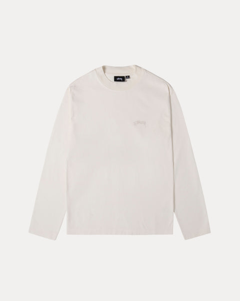 Dyed Mock Neck Ls Tee Mens Long Sleeve In White