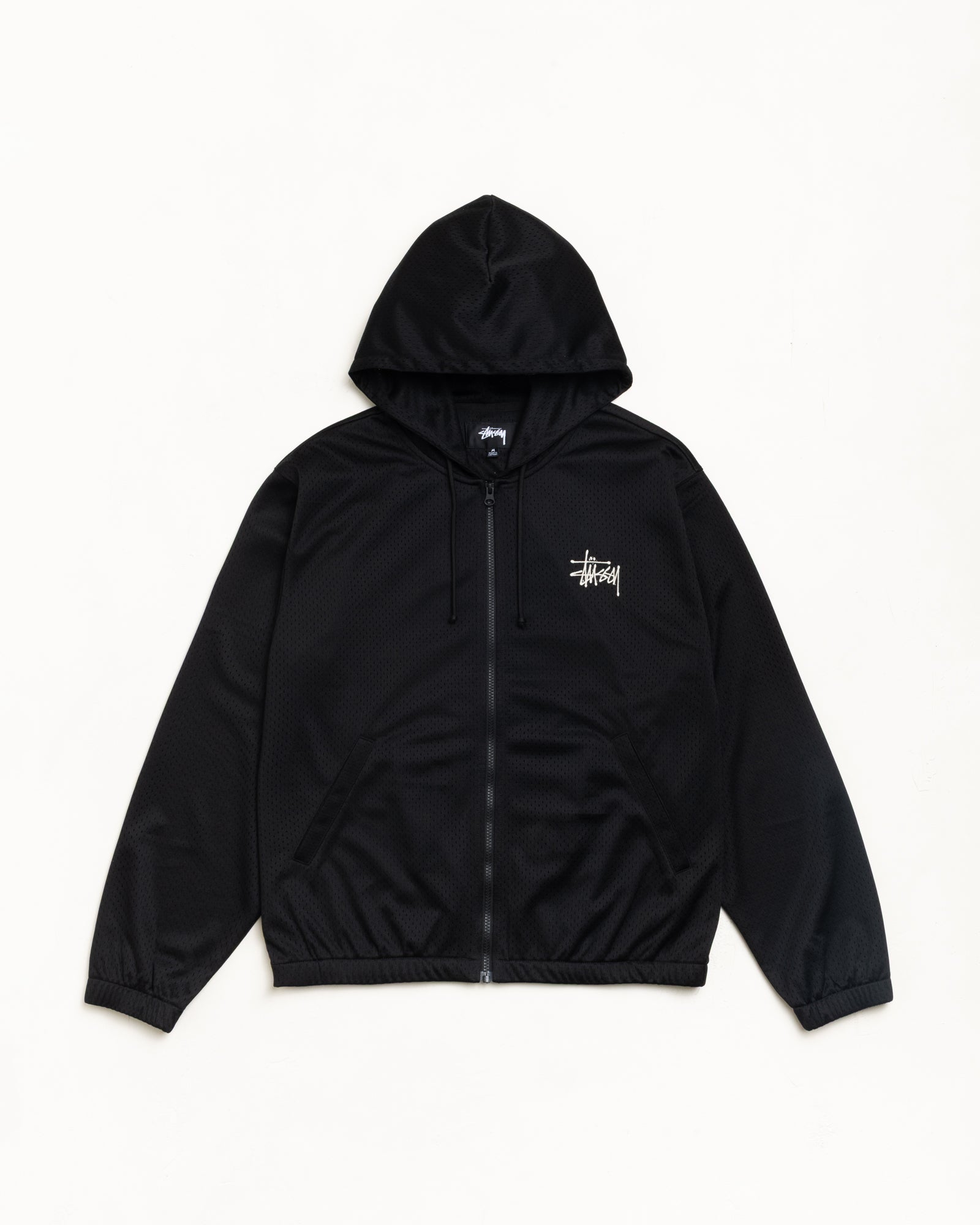 Athletic Mesh Zip Hood Unisex Long Sleeve In Black