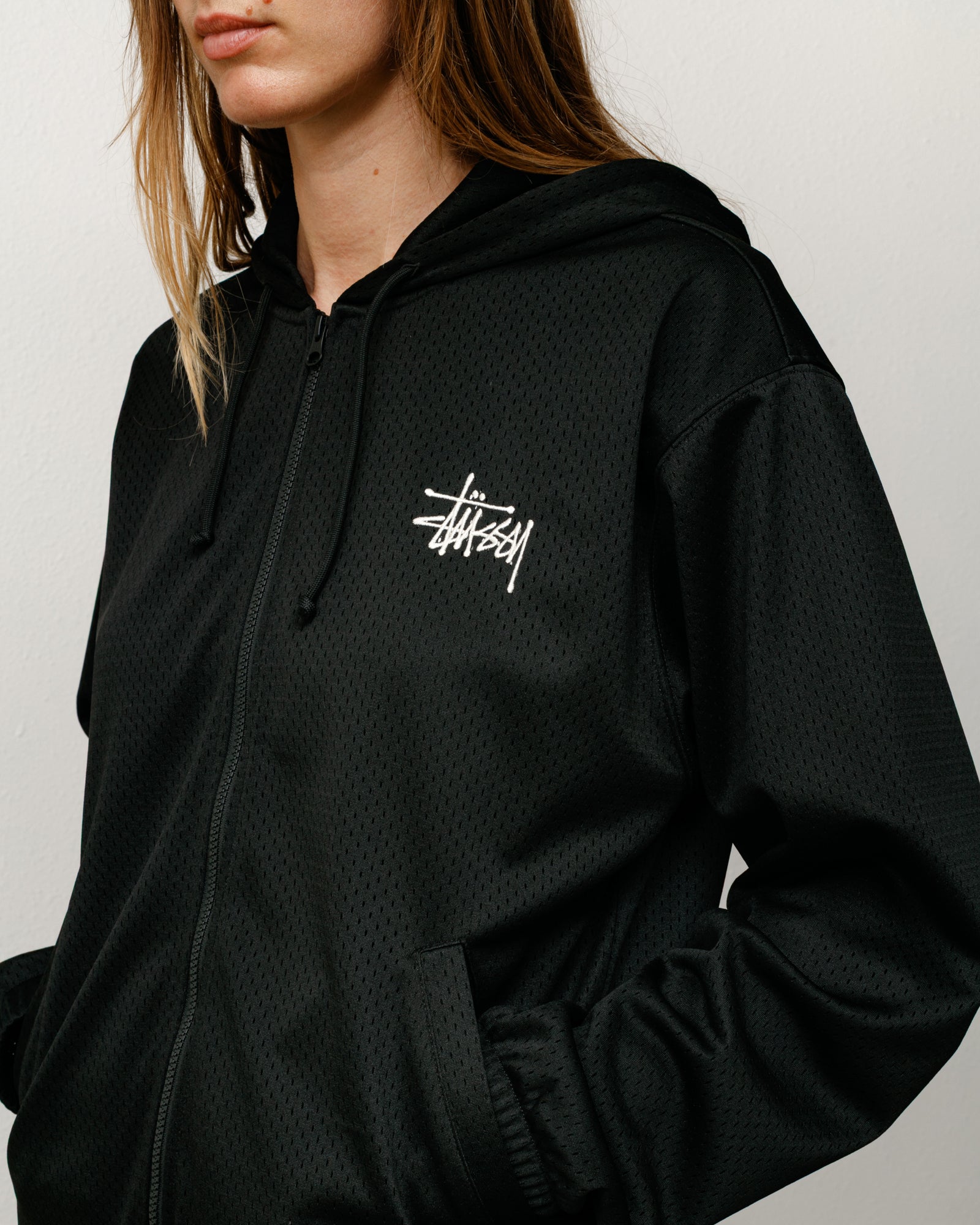 Athletic Mesh Zip Hoodie – Black | Tops & Knits | Stüssy Canada