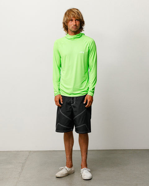 Ls Hooded Rash Guard Unisex Long Sleeve In Lime