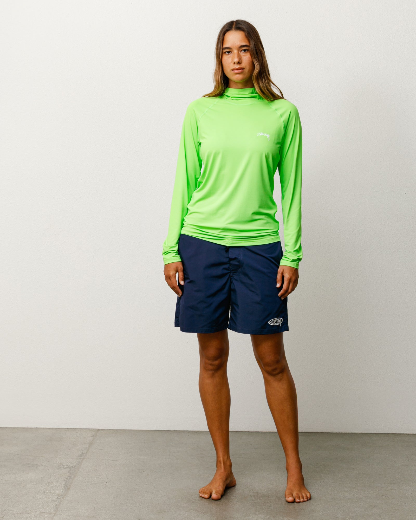 Ls Hooded Rash Guard Unisex Long Sleeve In Lime