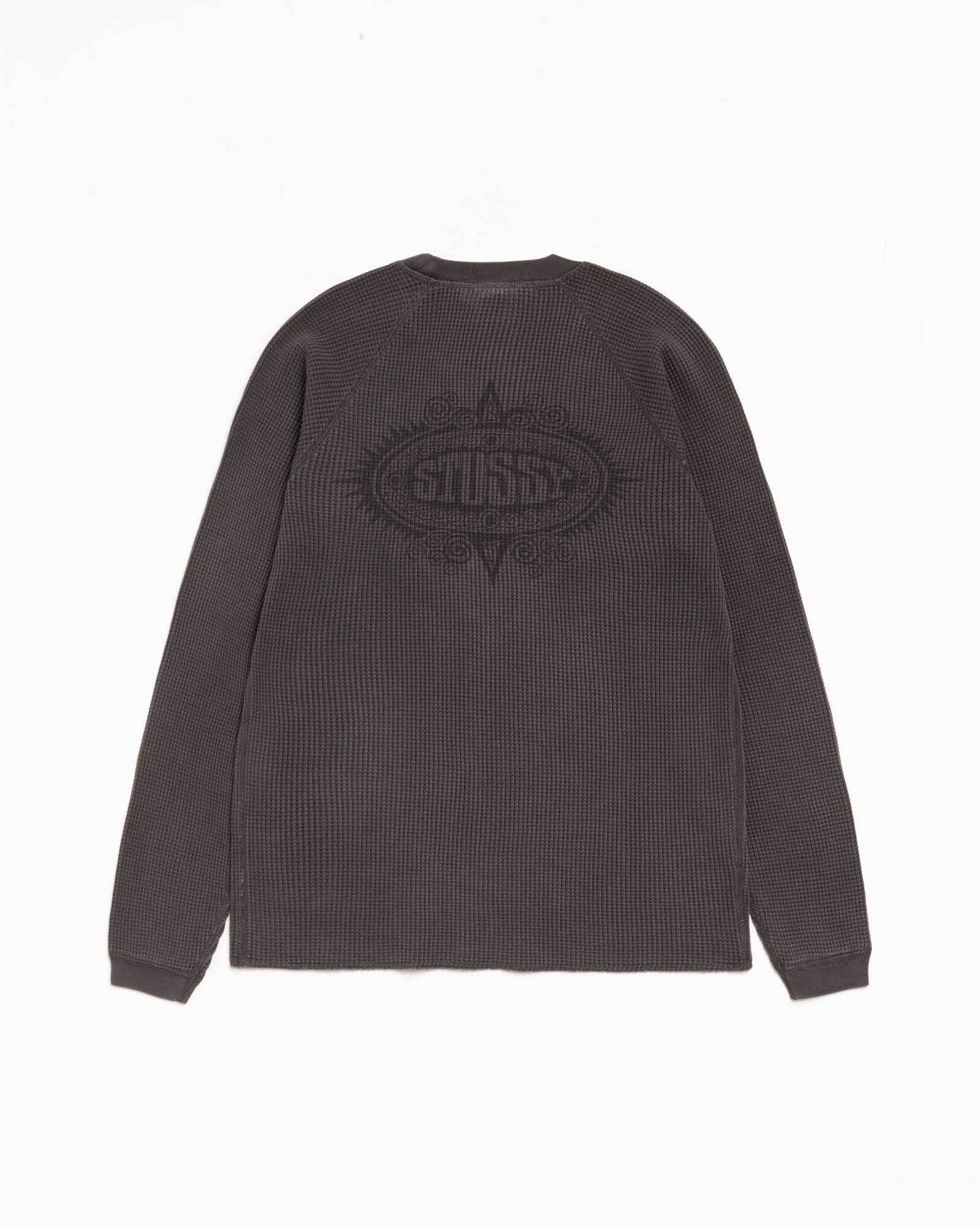 Mantra Raglan Thermal – Washed Black | Tops & Knits | Stüssy Canada