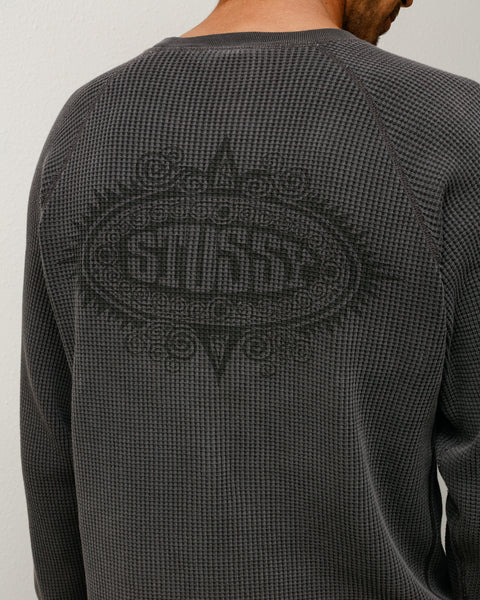 Raglan Thermal Mens Long Sleeve In Washed Black