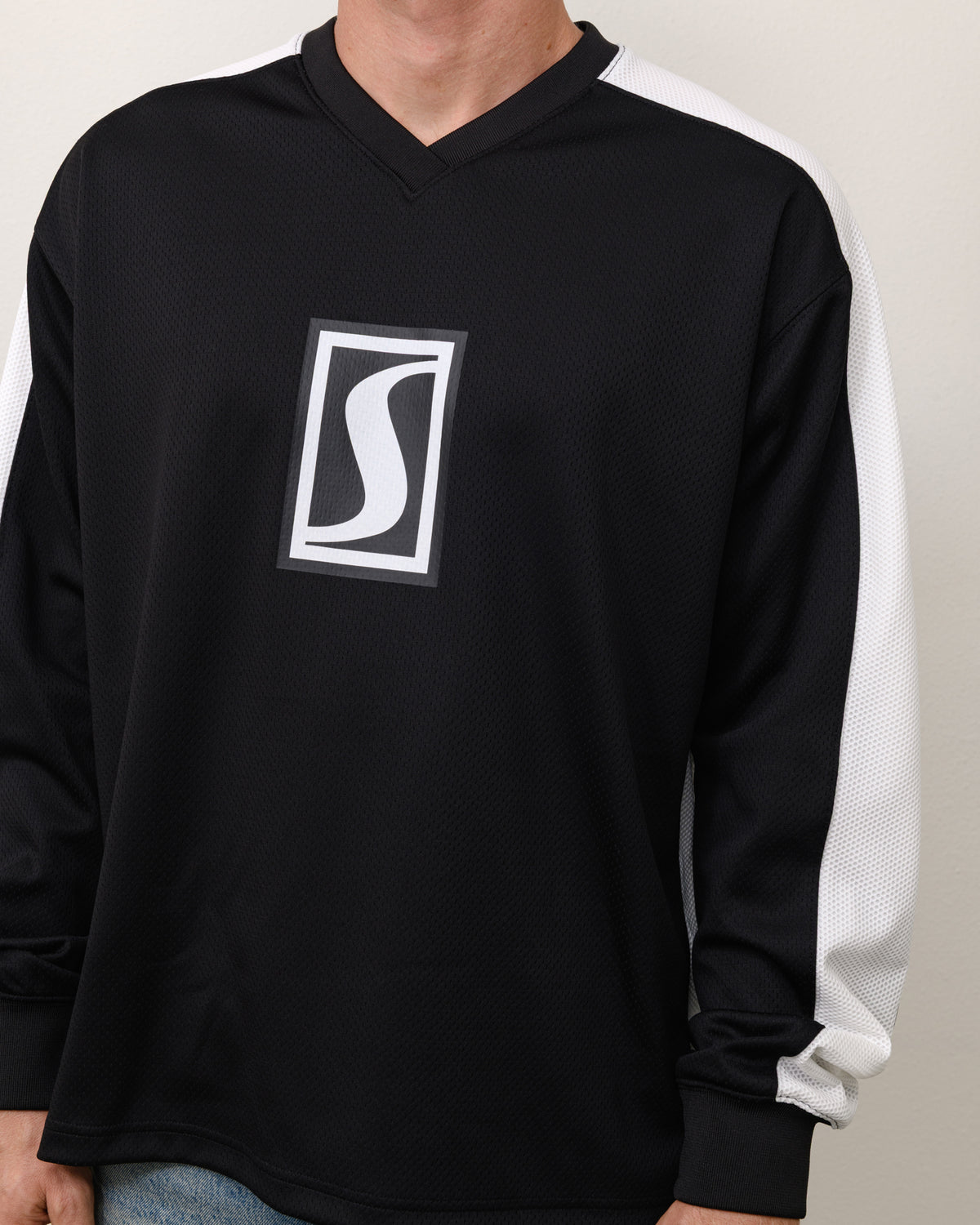 S Mesh Ls Jersey Unisex Long Sleeve In Black
