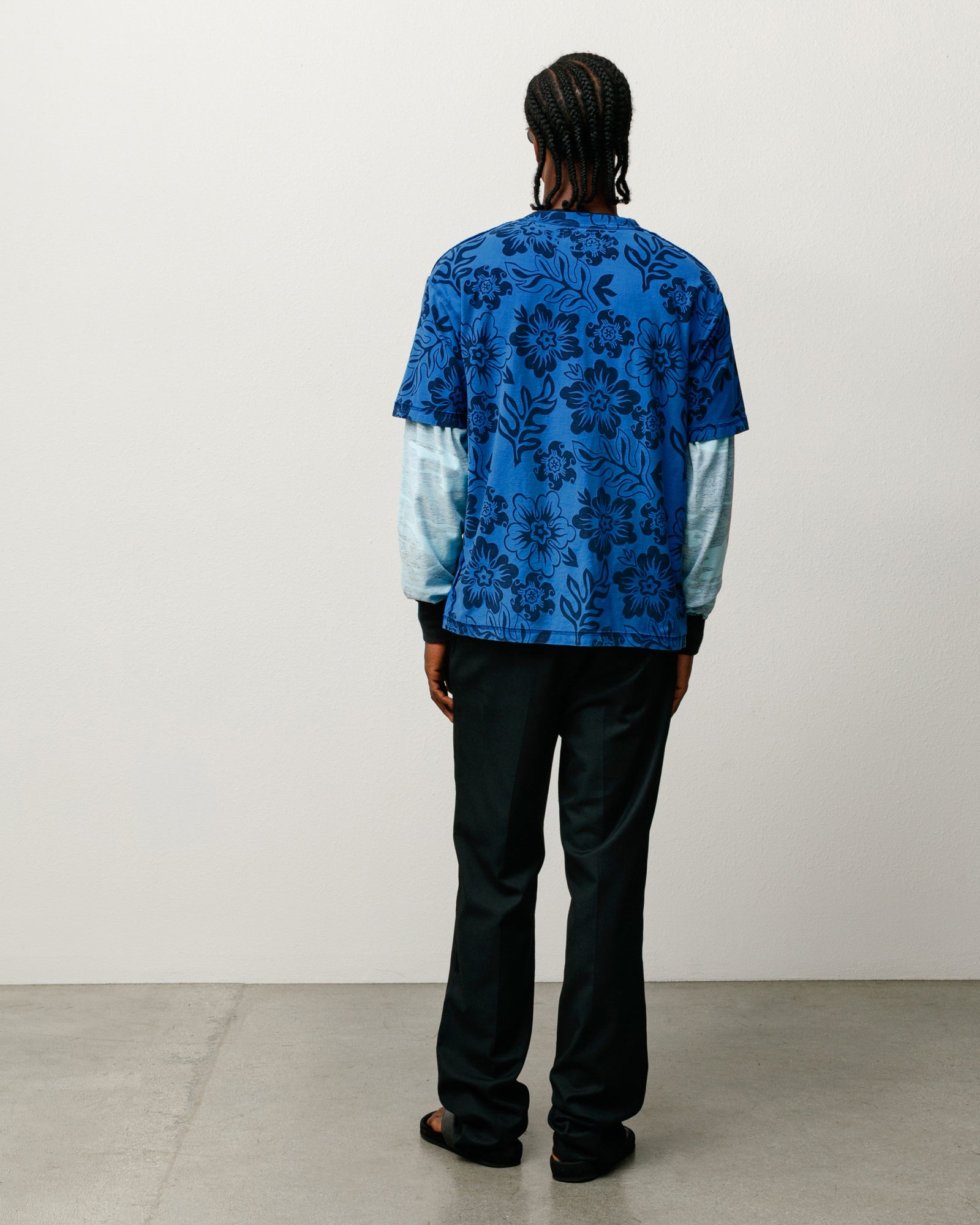 Lazy Ss Tee Floral Print Unisex Short Sleeve In Sport Blue