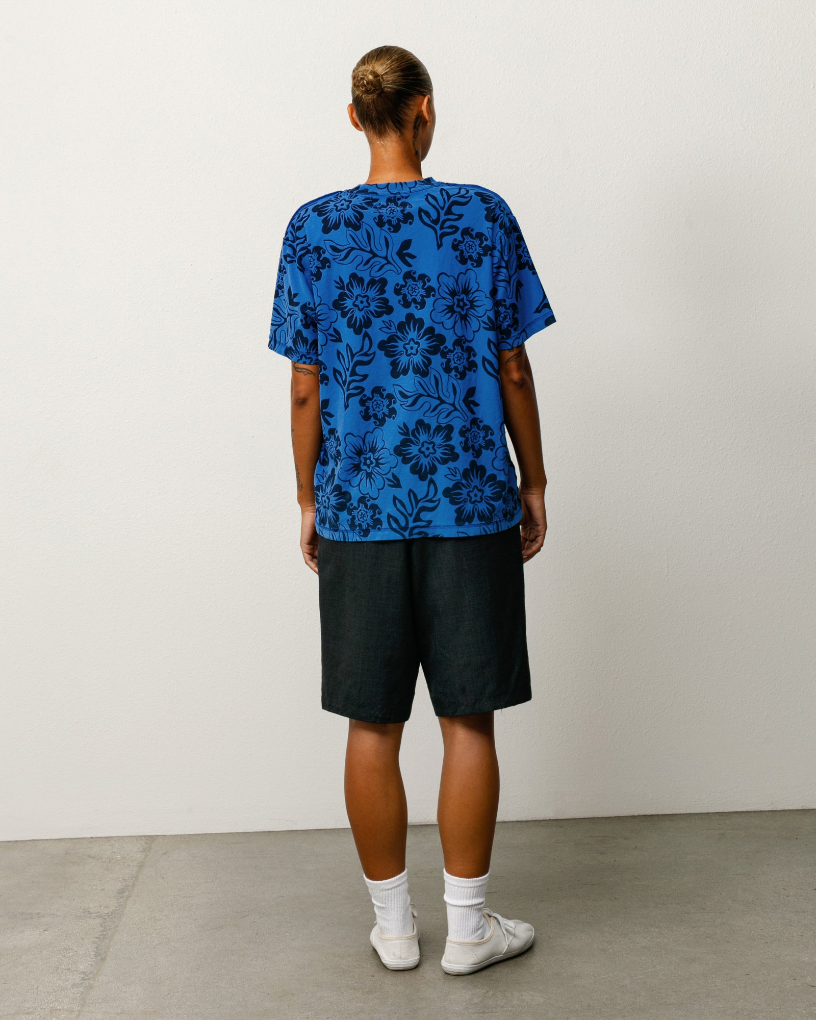 Lazy Ss Tee Floral Print Unisex Short Sleeve In Sport Blue
