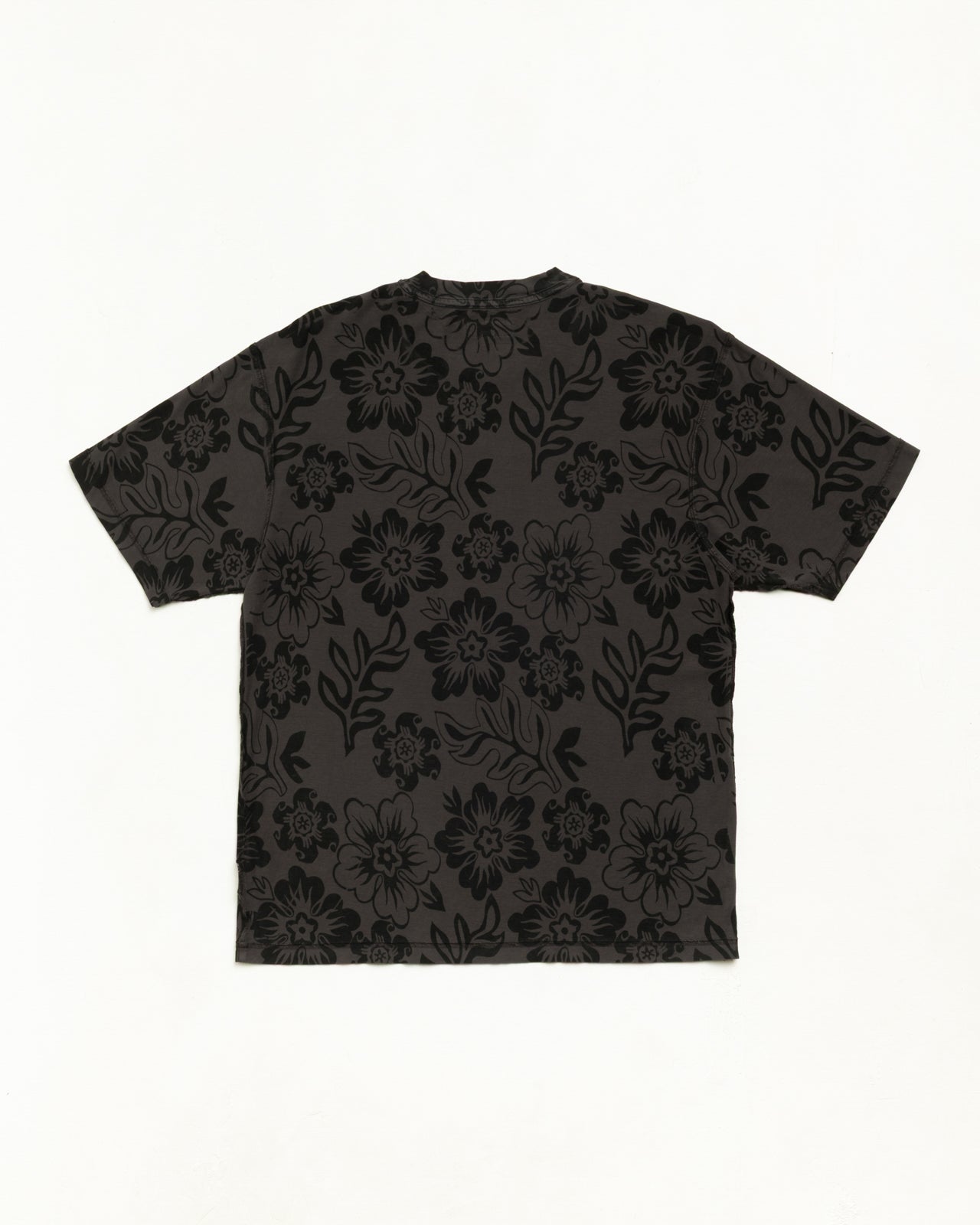Lazy Ss Tee Floral Print Unisex Short Sleeve In Vintage Black