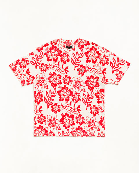 Lazy Ss Tee Floral Print Unisex Short Sleeve In White
