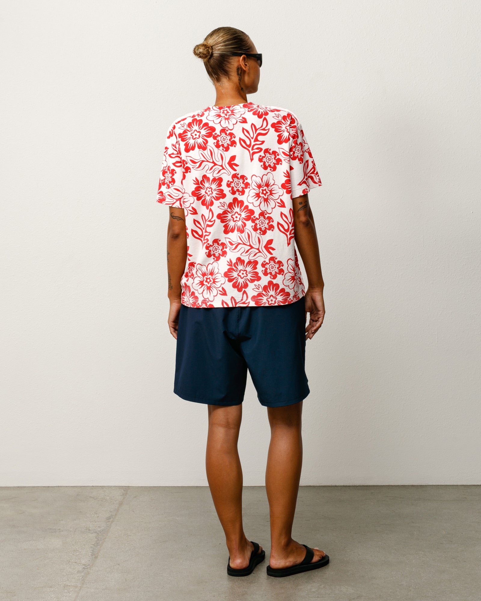 Lazy Ss Tee Floral Print Unisex Short Sleeve In White