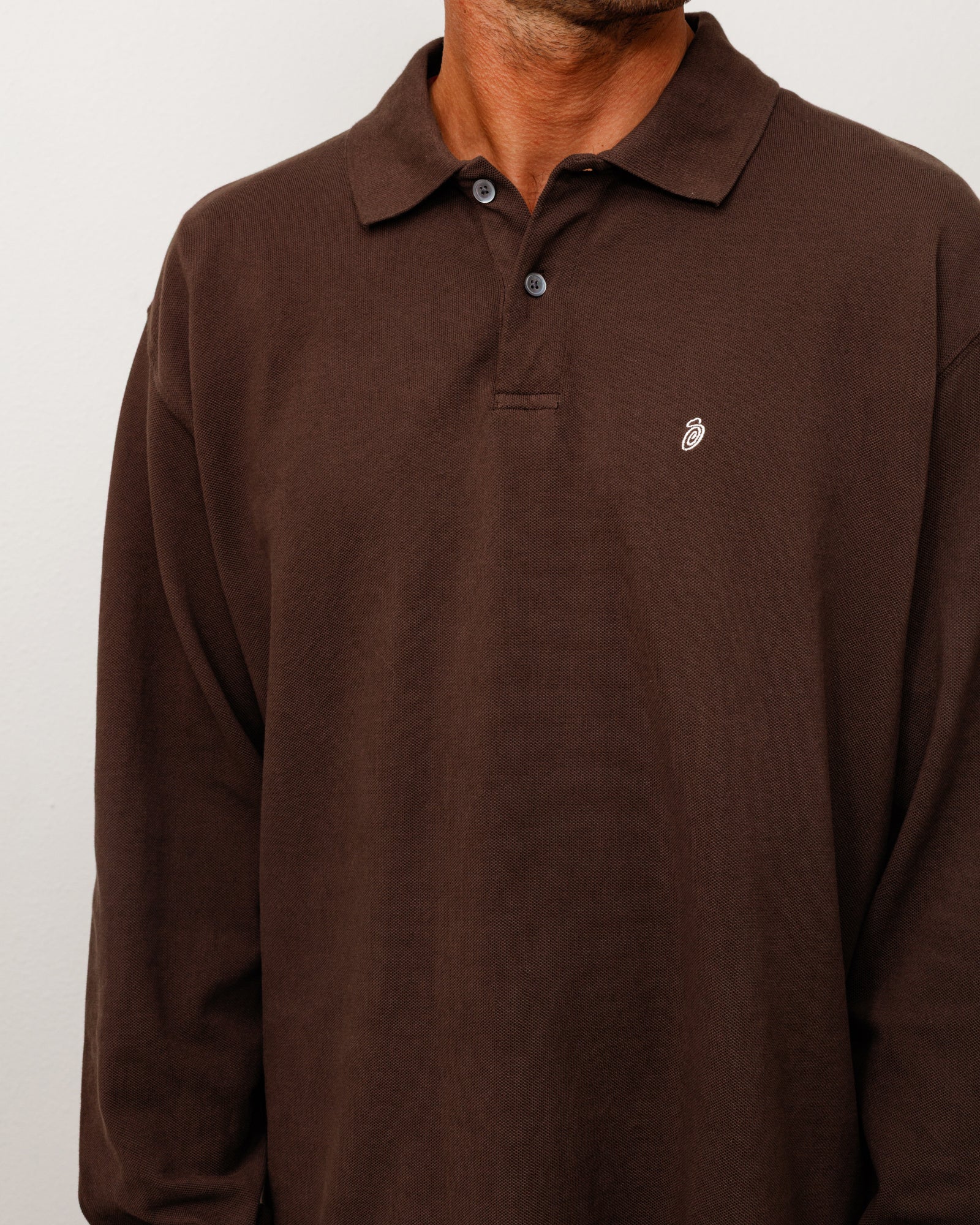 Classic Pique LS Polo - Brown | Tops & Knits | Stüssy Canada