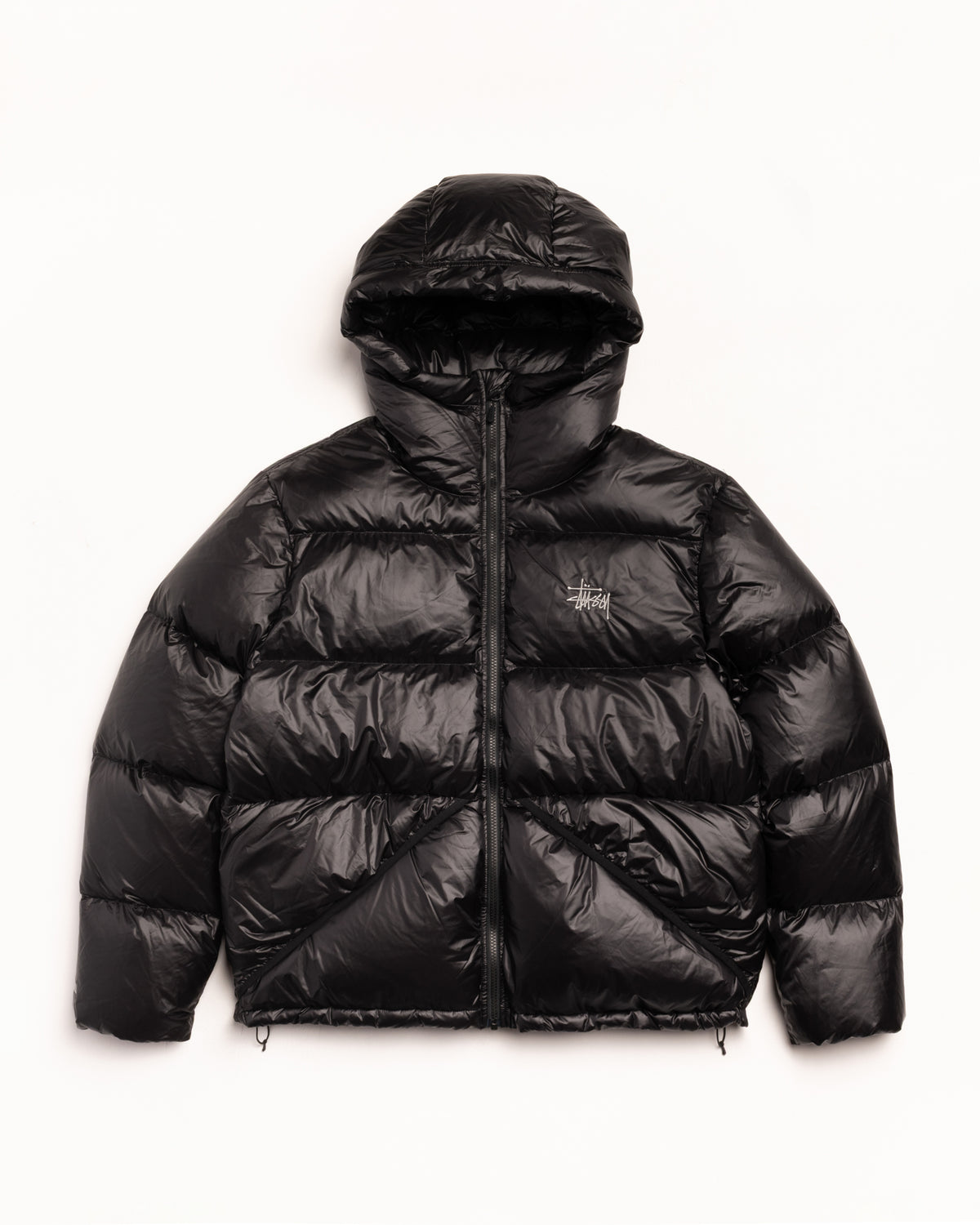 Micro Ripstop Down Parka Unisex Long Sleeve In Jet Black