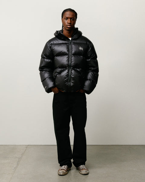 Micro Ripstop Down Parka Mens Long Sleeve In Jet Black