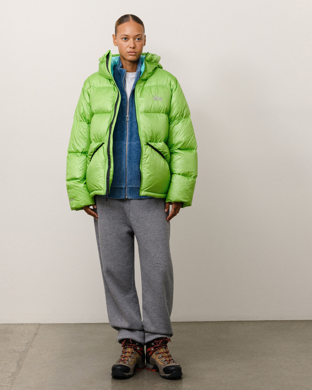 Micro Ripstop Down Parka Unisex Long Sleeve In Kiwi