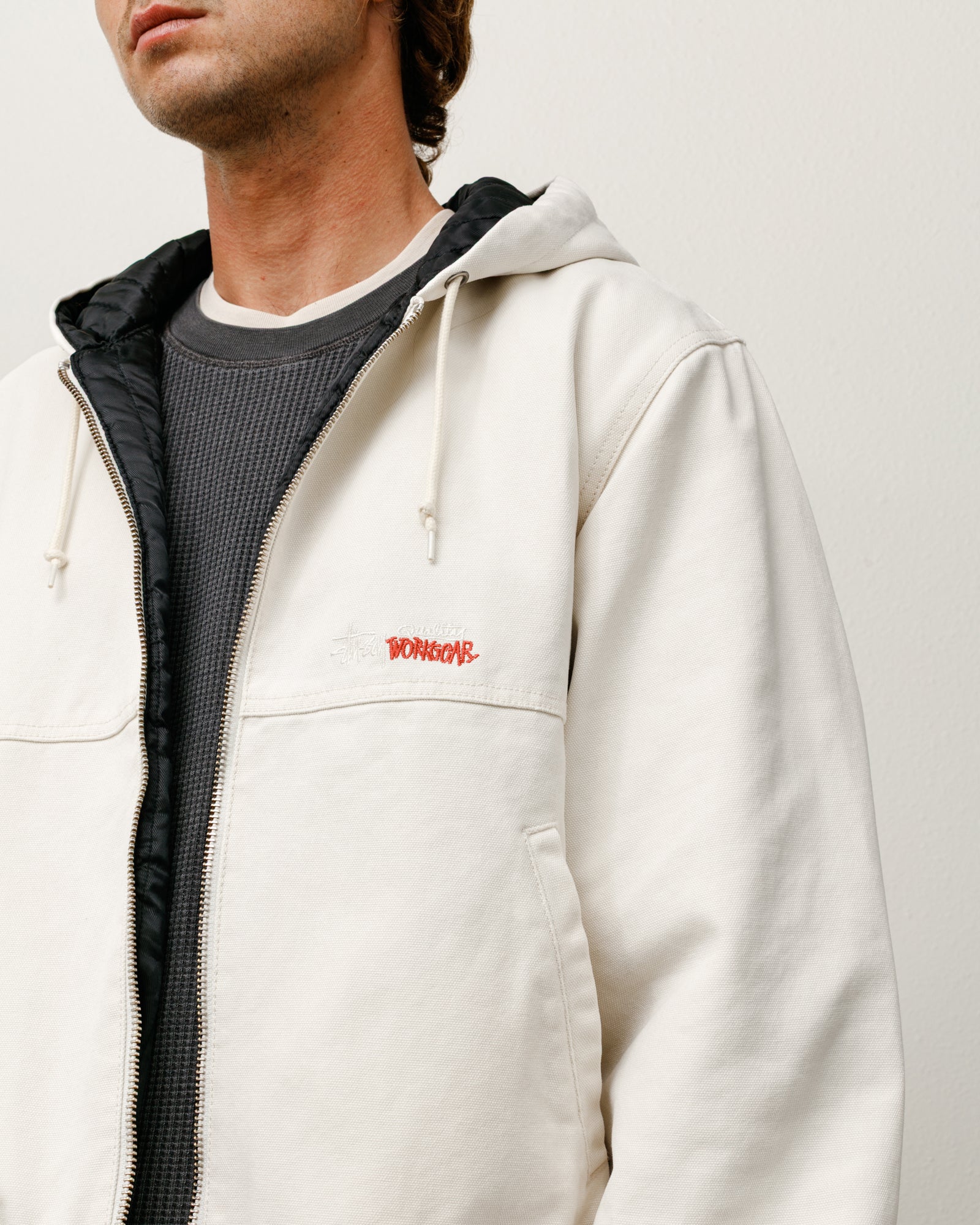 Work Jacket Insulated Canvas Mens Long Sleeve In Bone