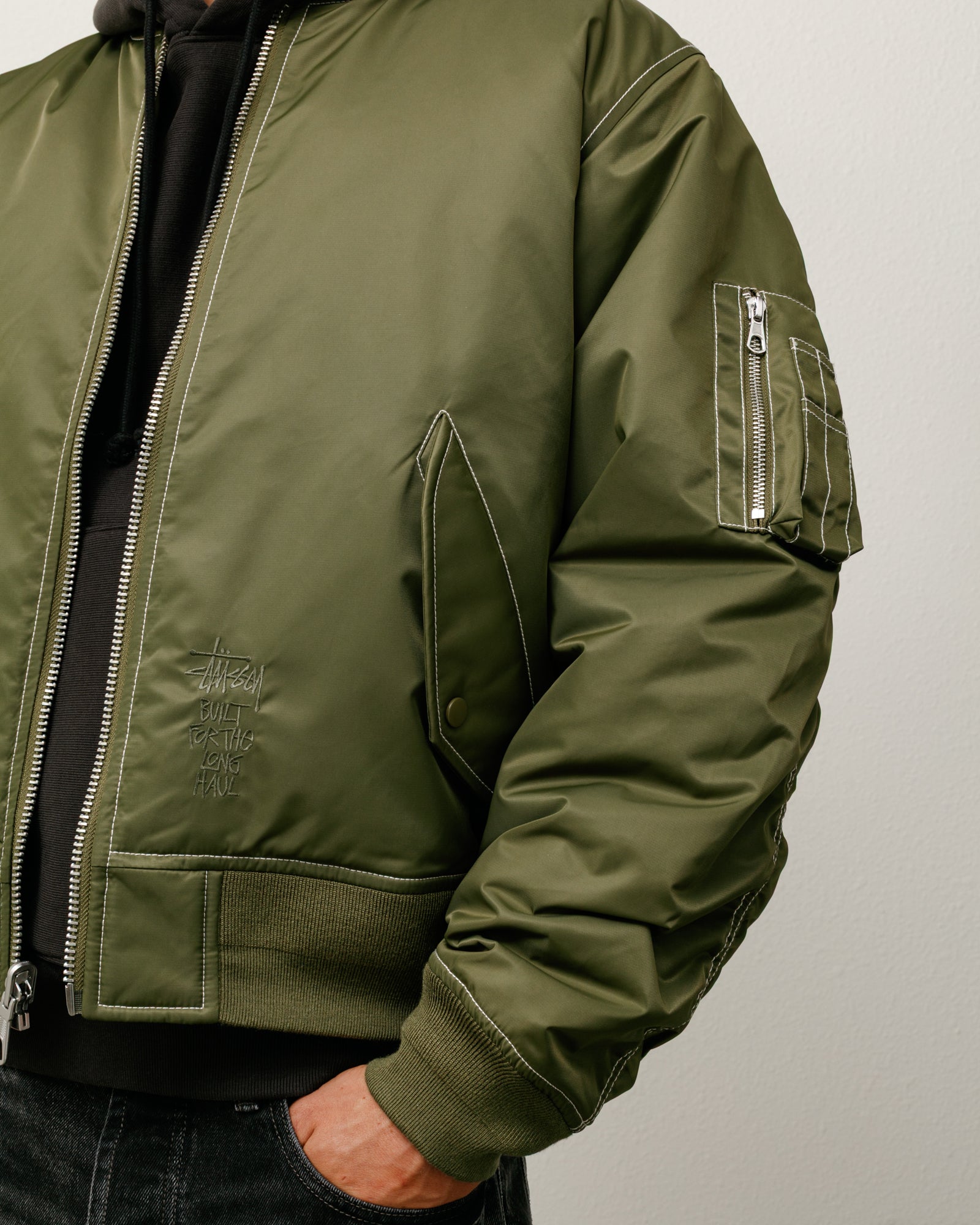Built Reversible Bomber Jacket – Olive | Outerwear | Stüssy Canada