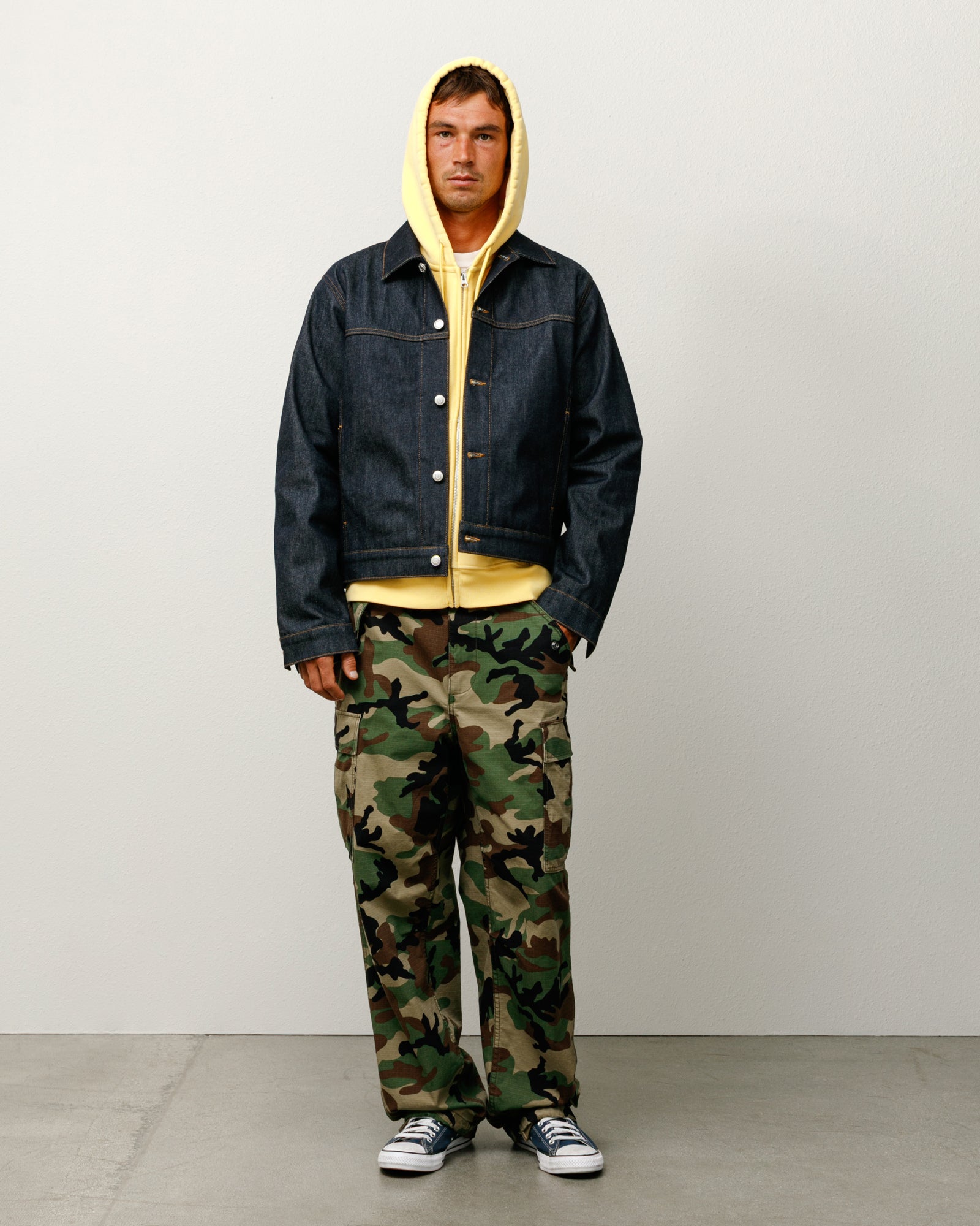Trucker Denim Mens Long Sleeve In Rinsed Indigo