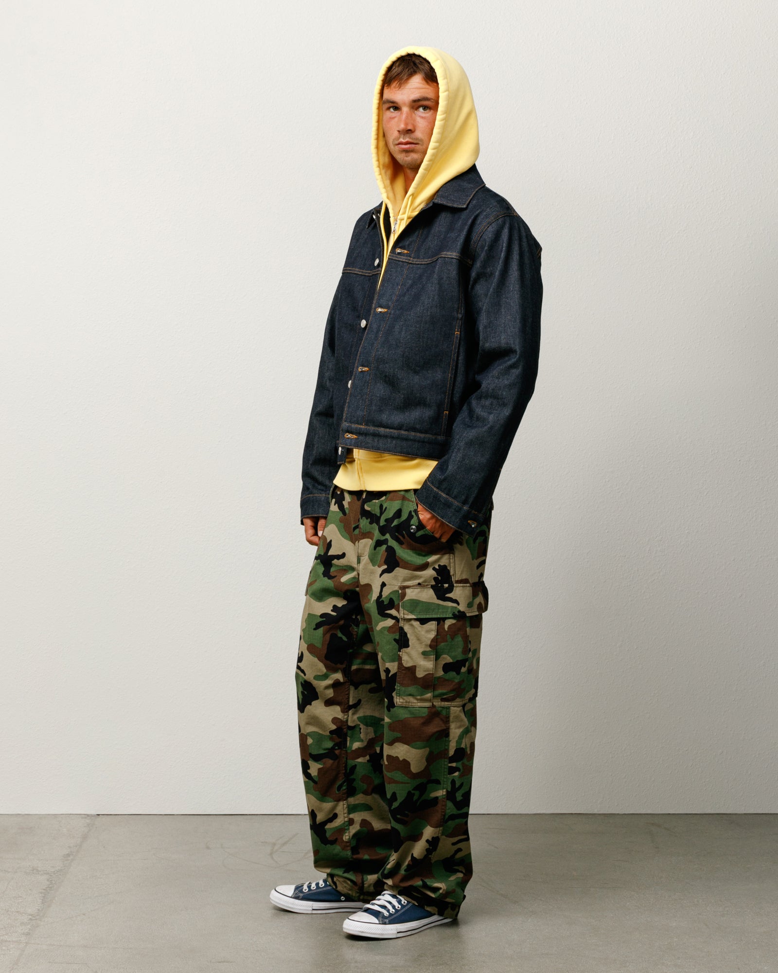 Trucker Denim Mens Long Sleeve In Rinsed Indigo