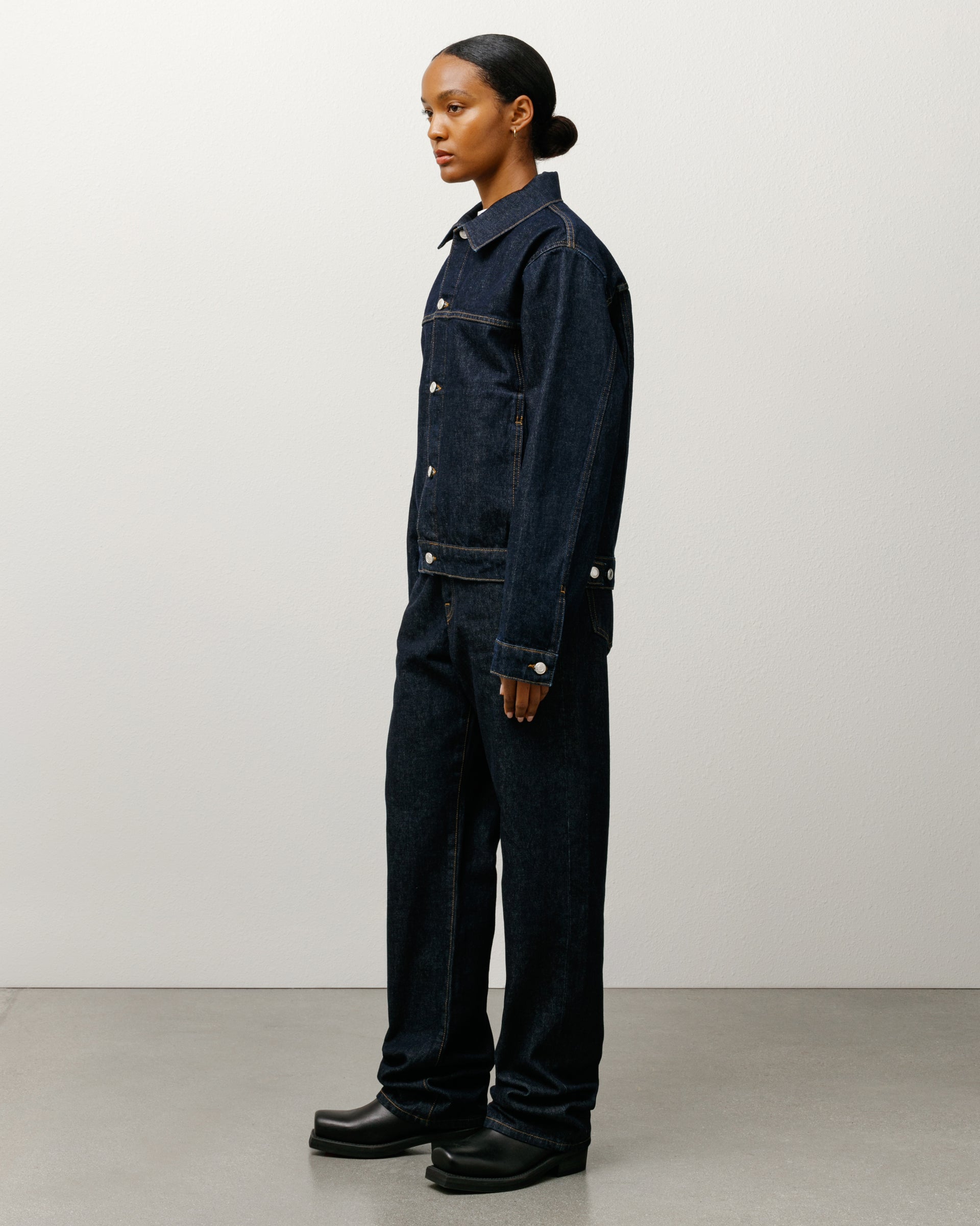 Trucker Denim Mens Long Sleeve In Rinsed Indigo