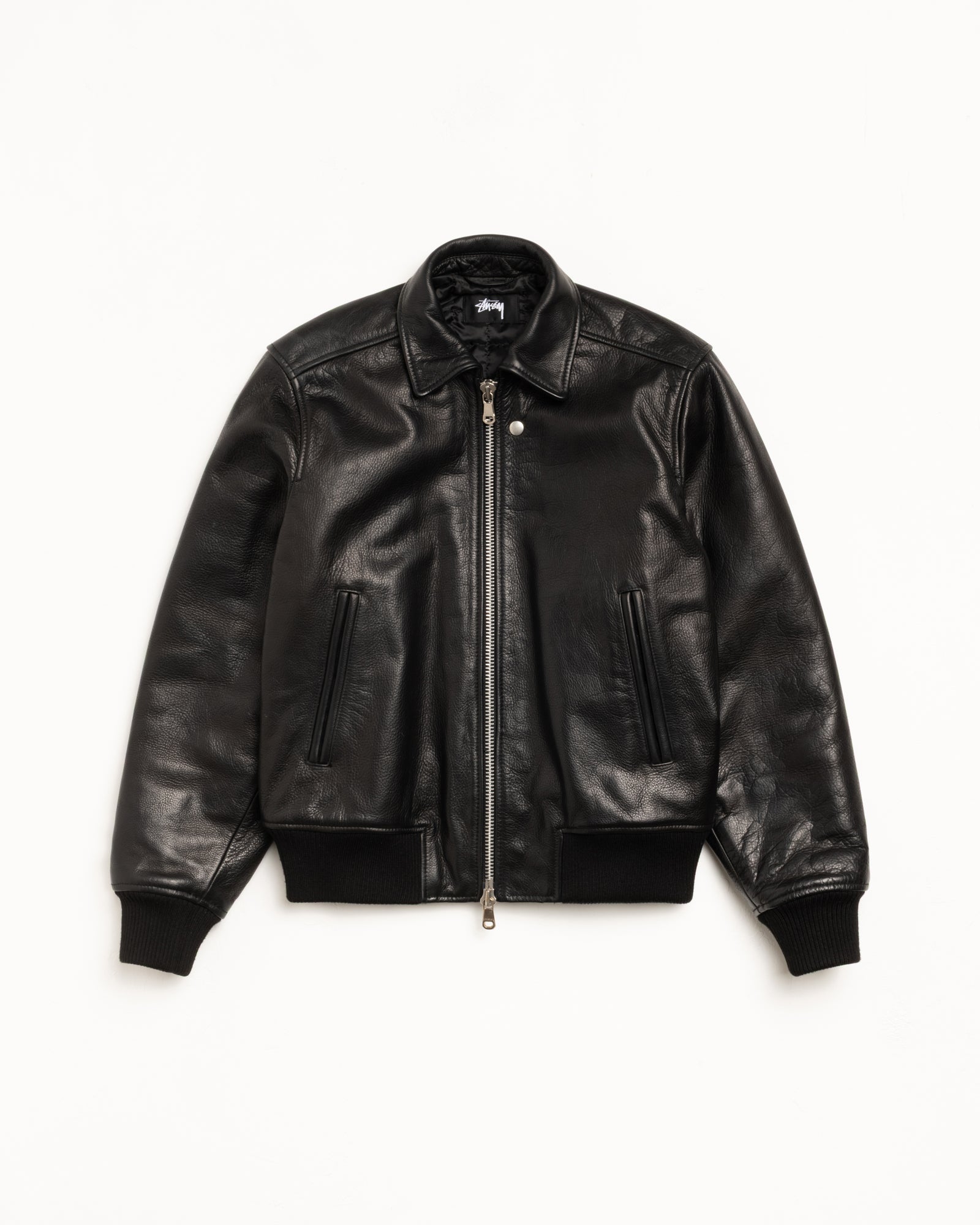 Leather Flight Jacket – Black | Outerwear | Stüssy Canada