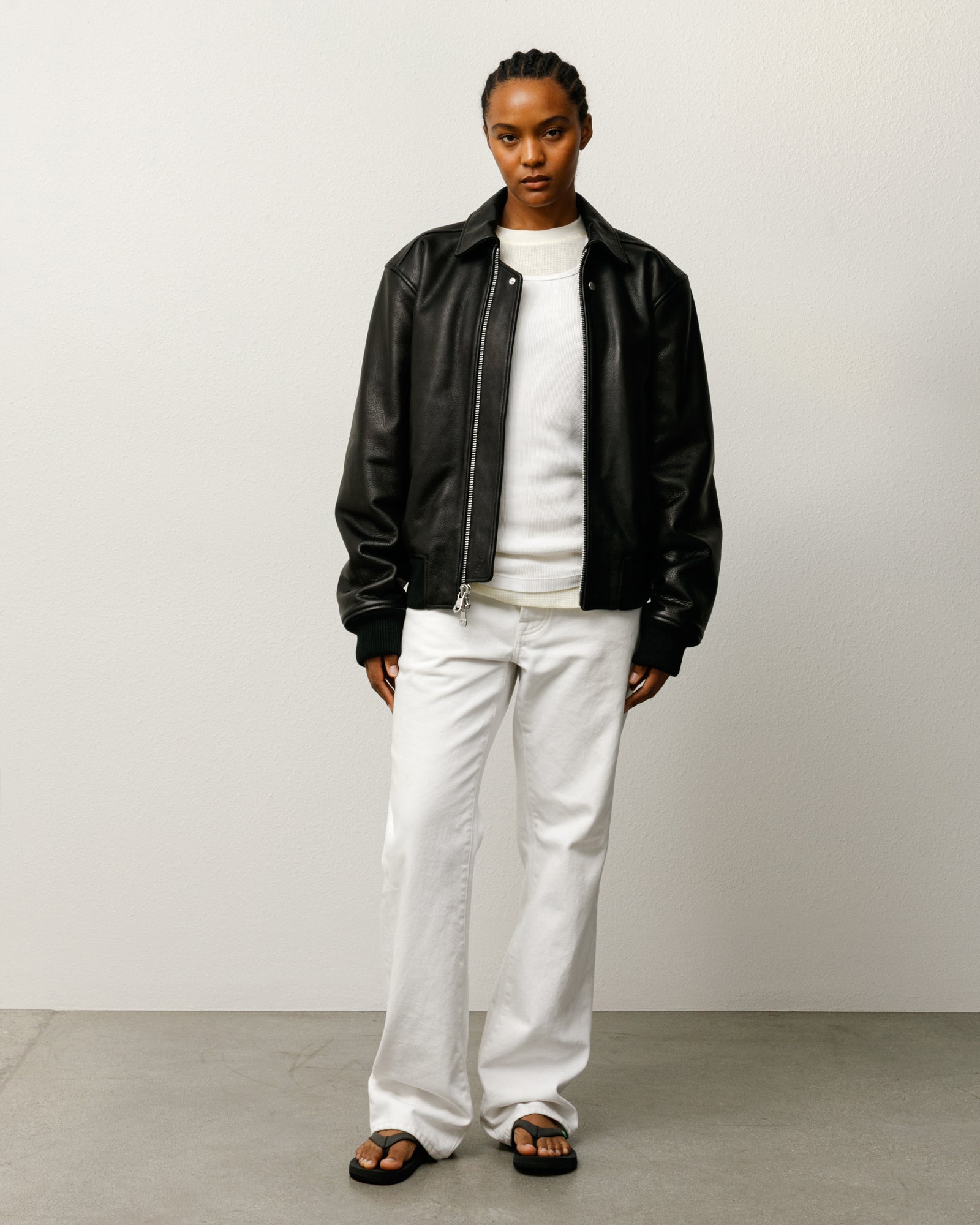 Leather Flight Jacket – Black | Outerwear | Stüssy Canada