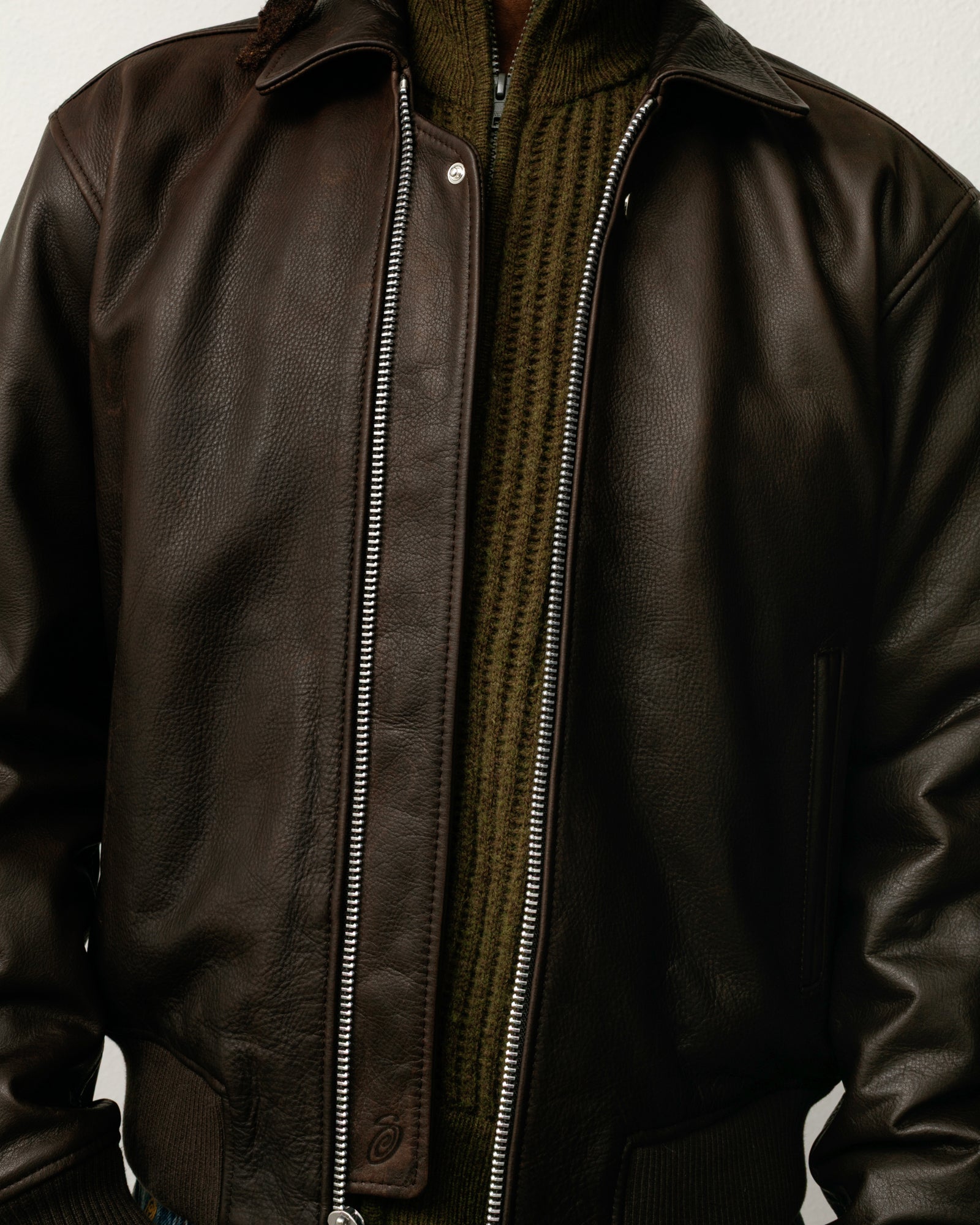 Leather Flight Jacket – Dark Brown | Outerwear | Stüssy Canada