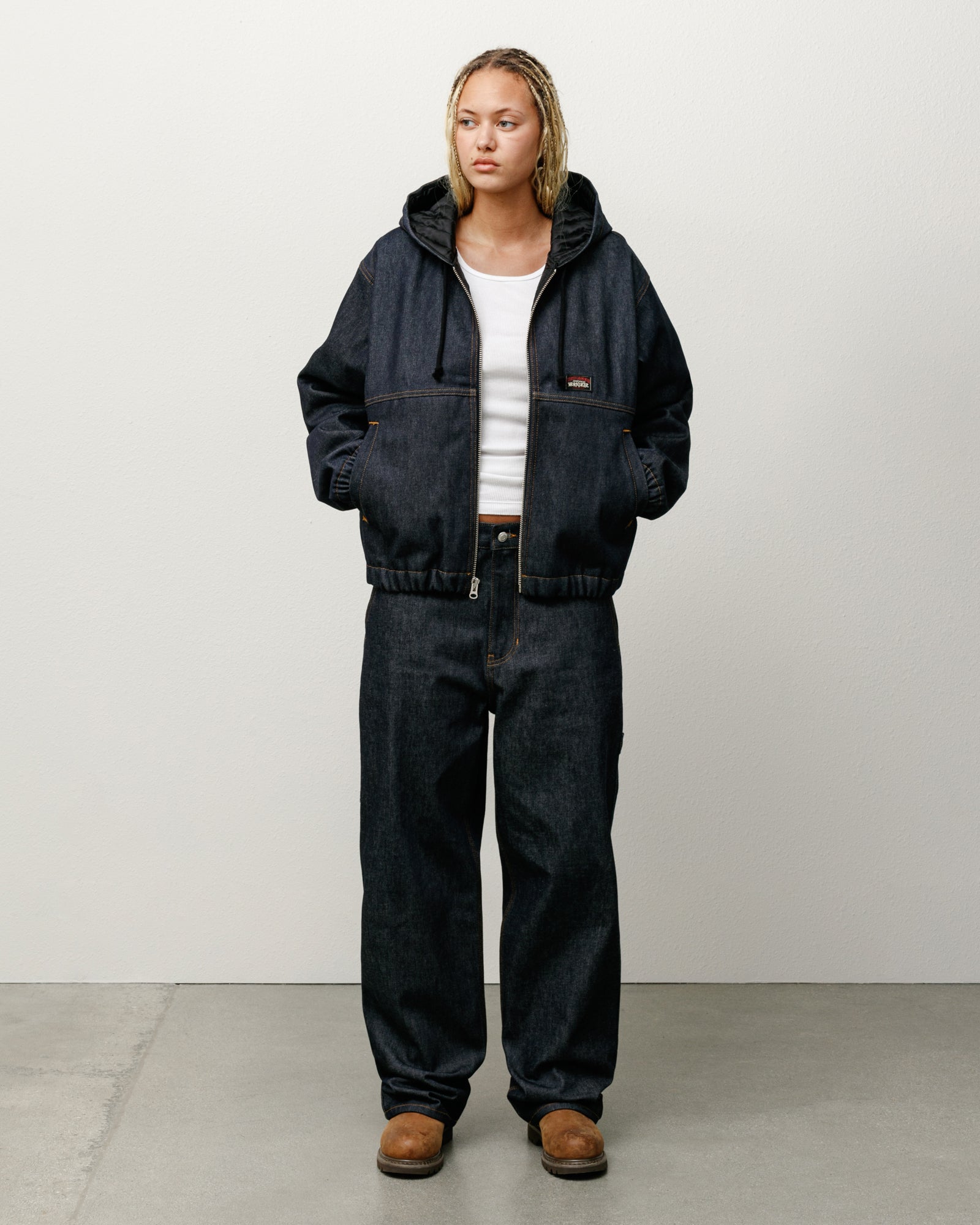 Work Jacket Denim Mens Long Sleeve In Raw Indigo