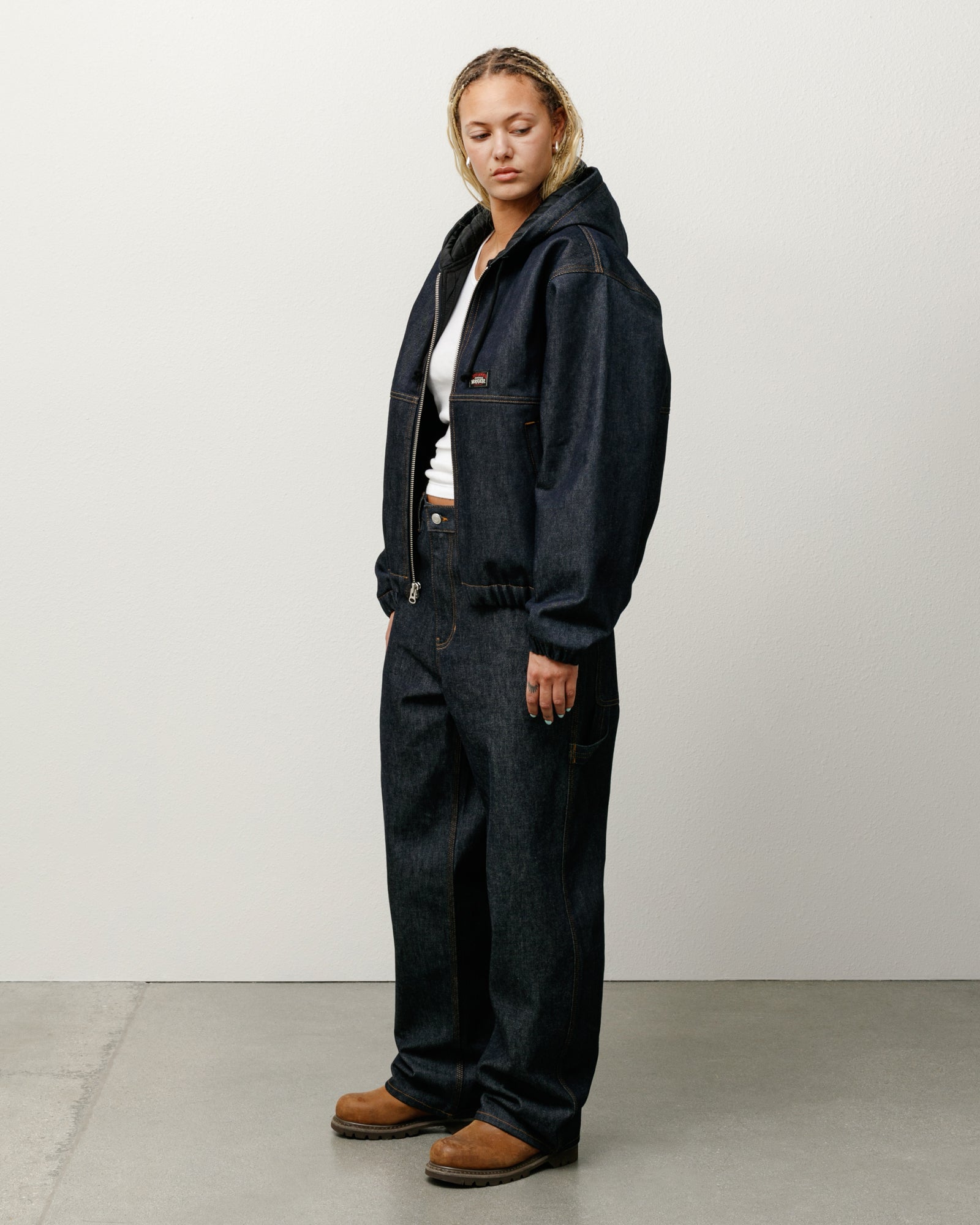 Work Jacket Denim Mens Long Sleeve In Raw Indigo