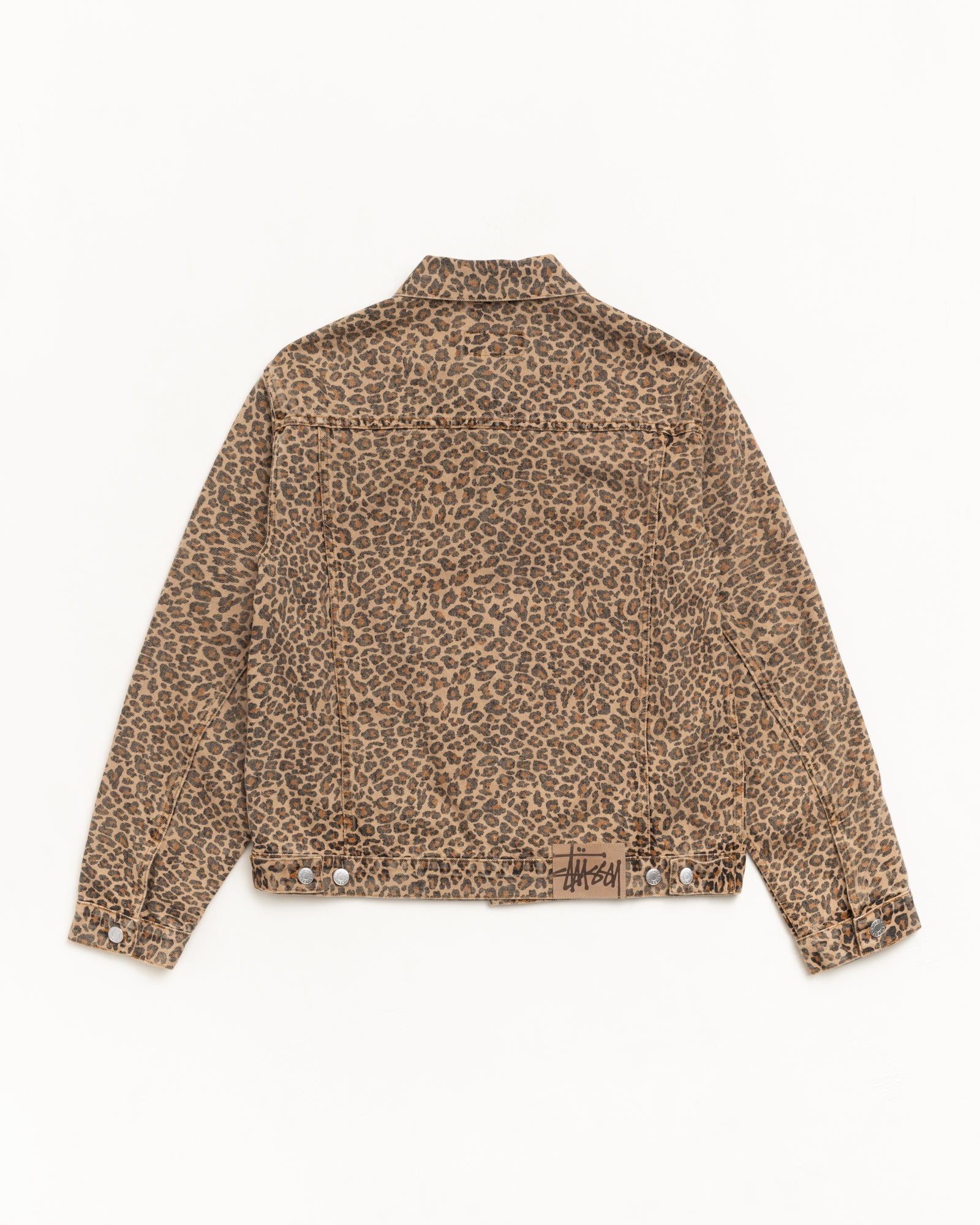 Trucker Denim Vintage Wash Mens Long Sleeve In Leopard