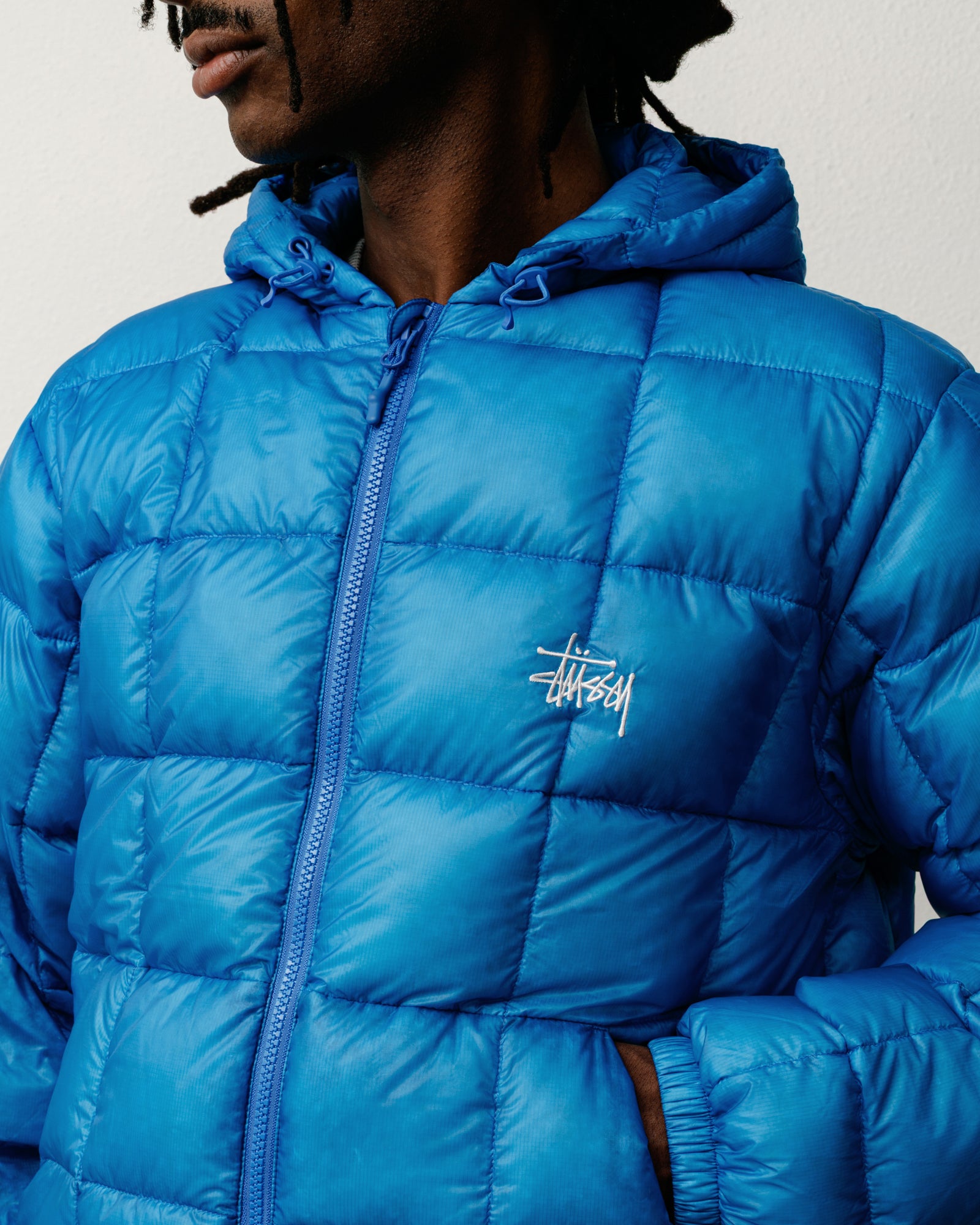 Midweight Hooded Puffer – Blue | Outerwear | Stüssy Canada
