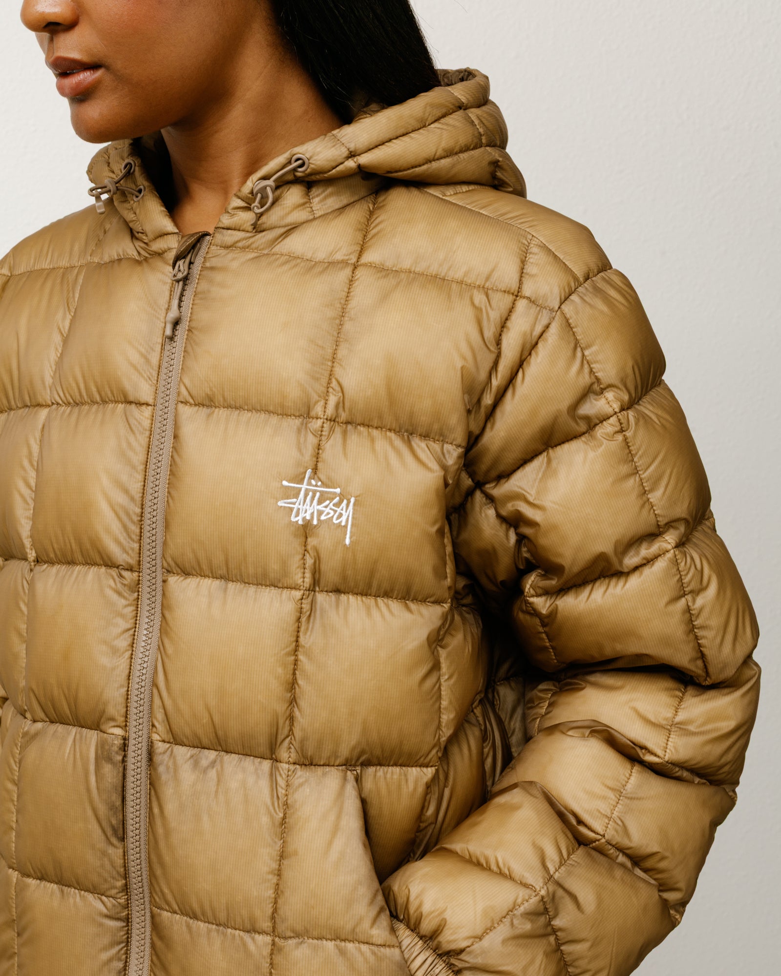 Midweight Hooded Puffer Mens Long Sleeve In Khaki