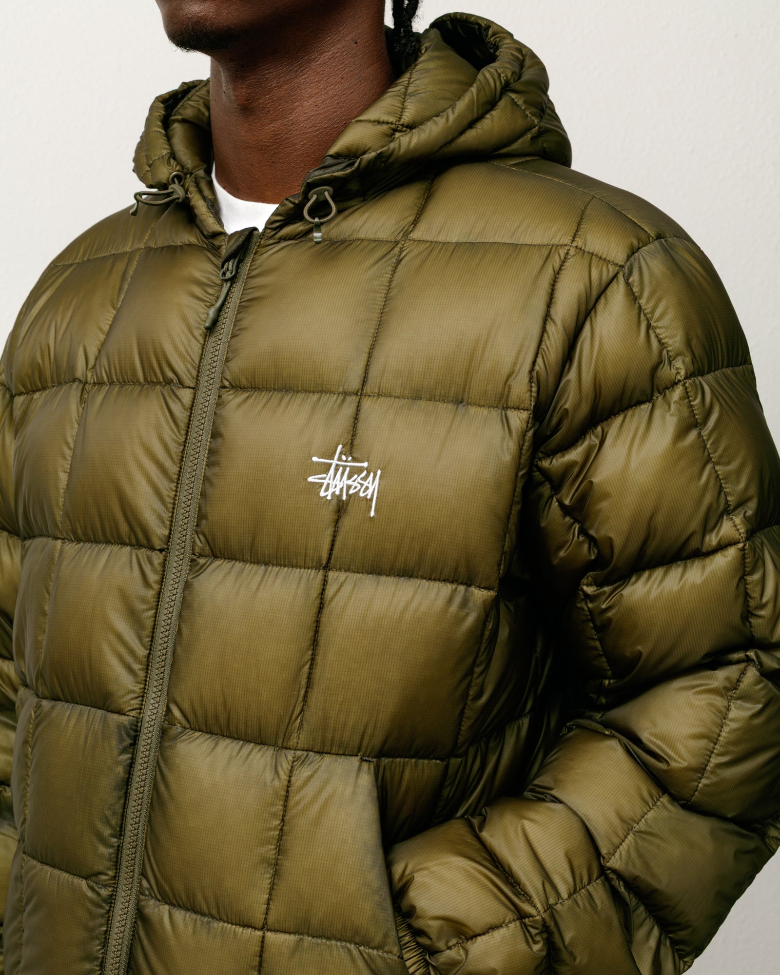 Midweight Hooded Puffer Mens Long Sleeve In Olive