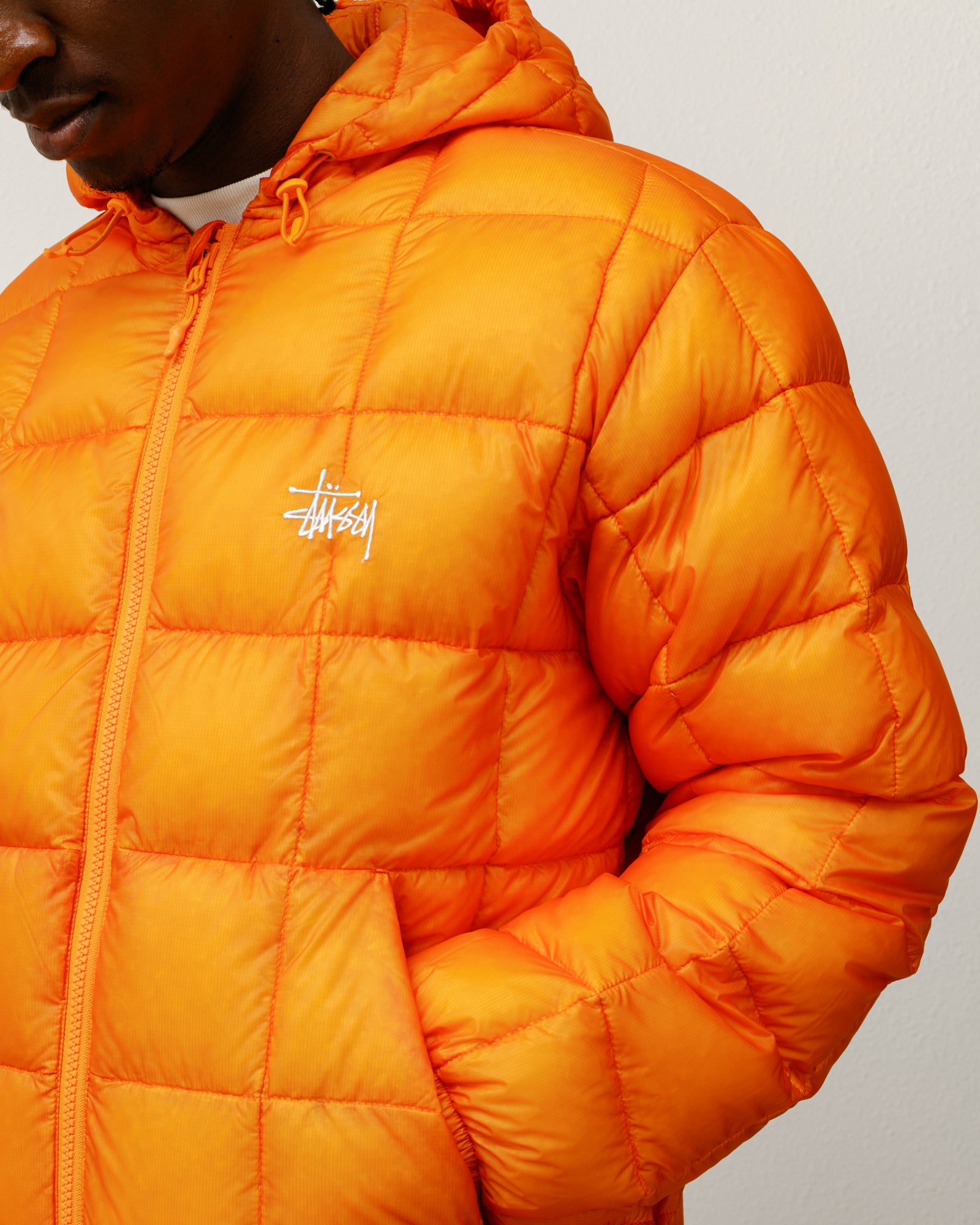 Midweight Hooded Puffer Mens Long Sleeve In Orange
