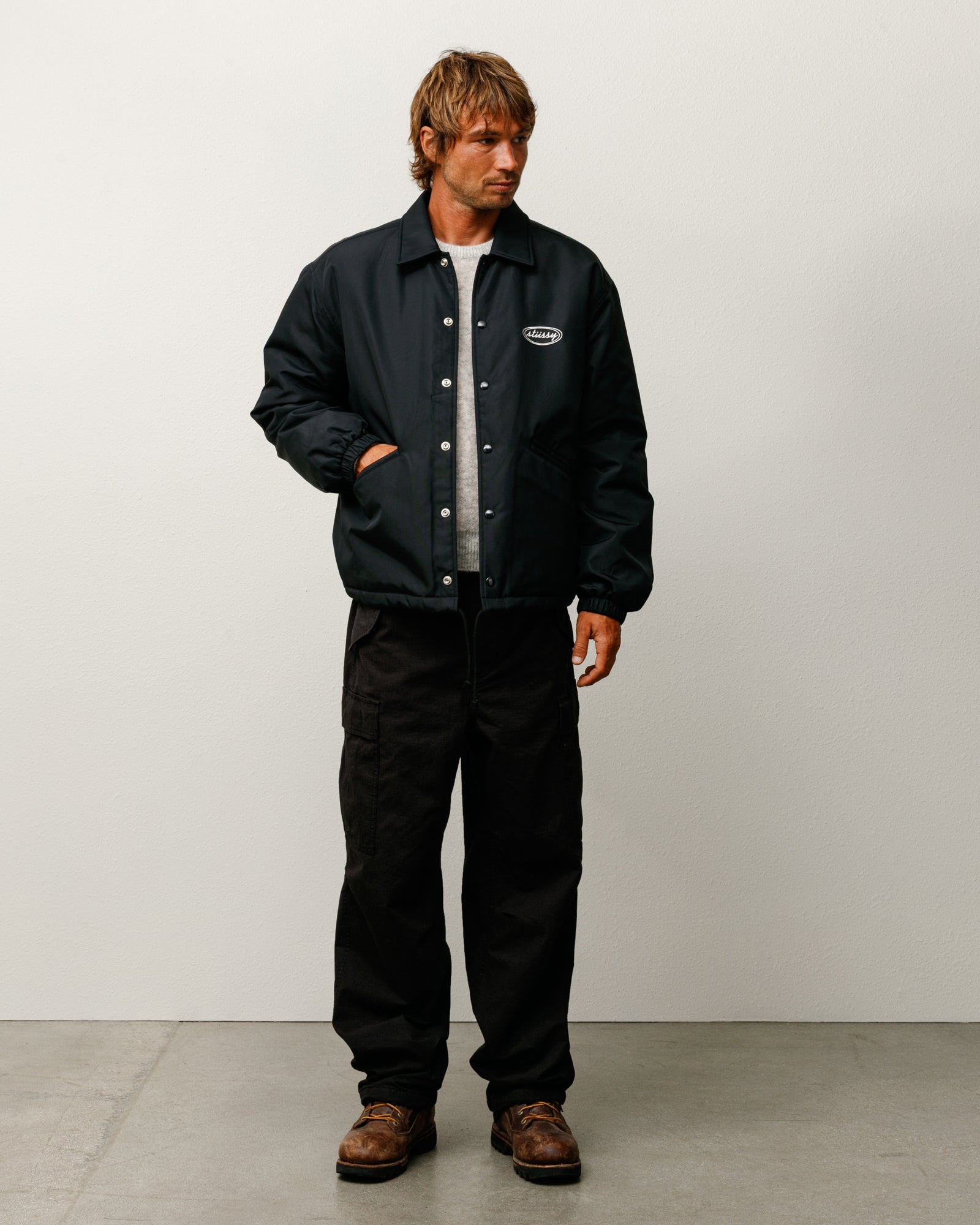 Coaches Jacket Mens Long Sleeve In Black