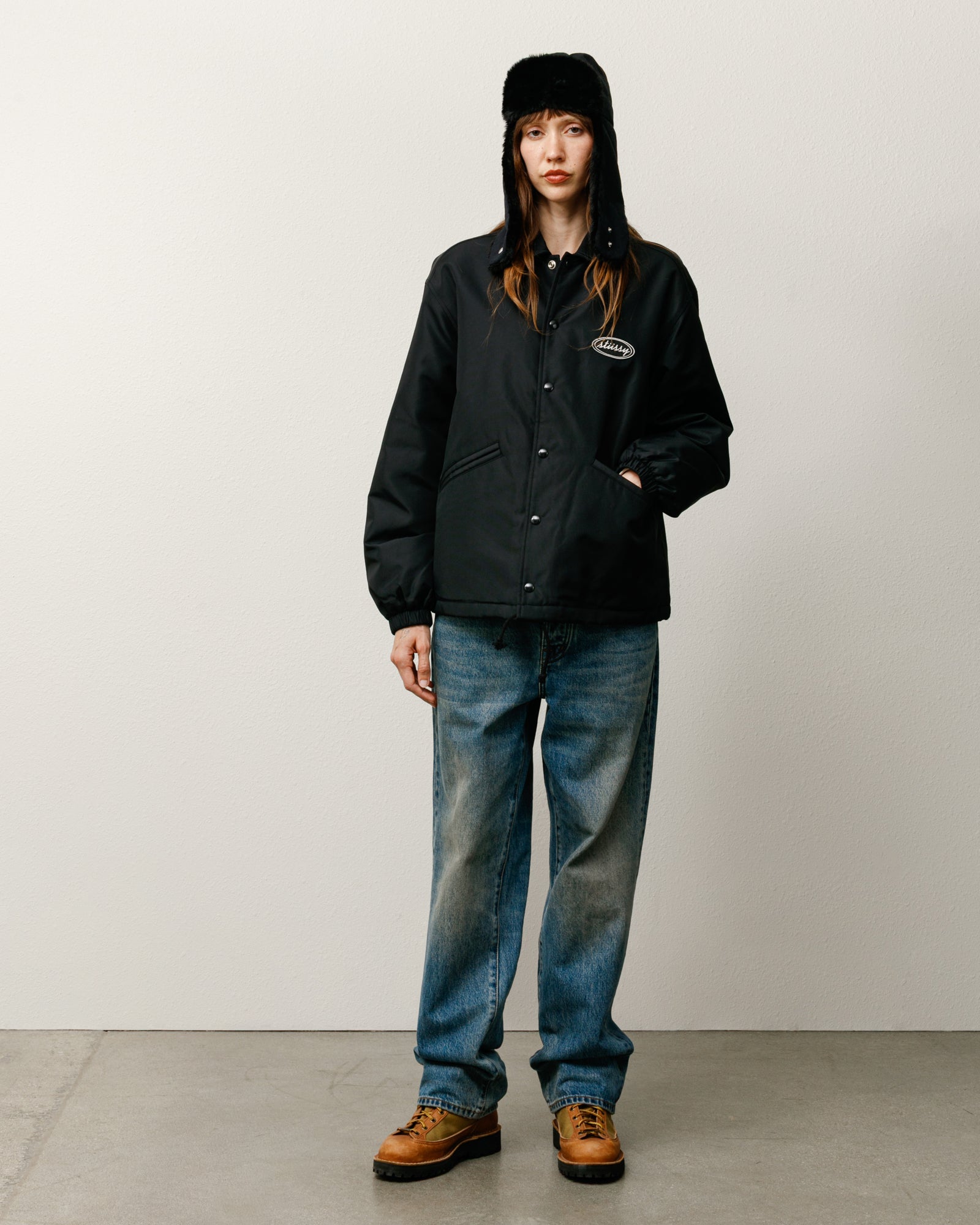Coaches Jacket Mens Long Sleeve In Black