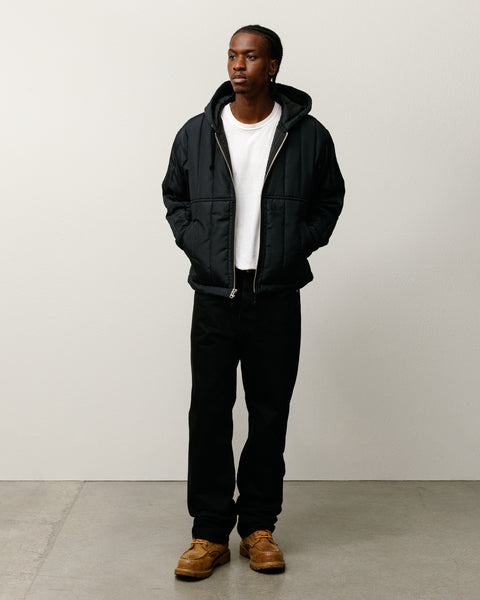 Work Jacket Quilted Nylon Mens Long Sleeve In Black