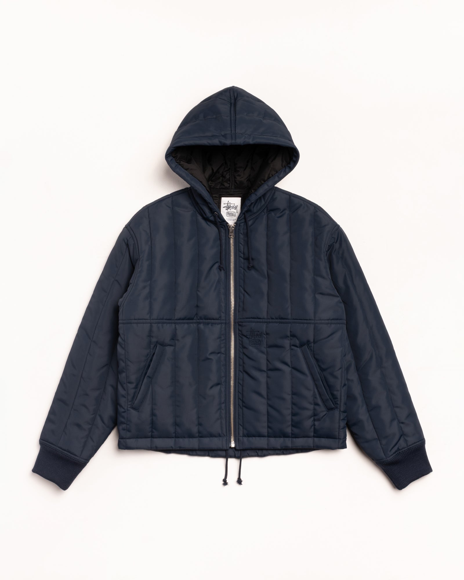 Work Jacket Quilted Nylon Mens Long Sleeve In Navy