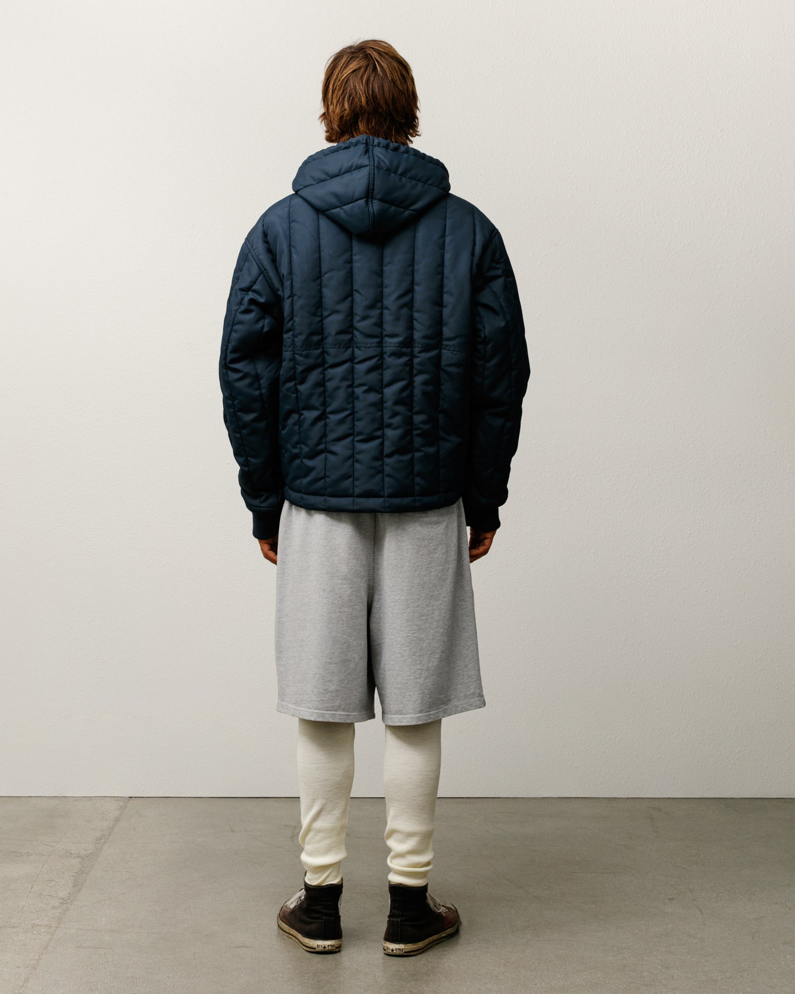 Work Jacket Quilted Nylon Mens Long Sleeve In Navy