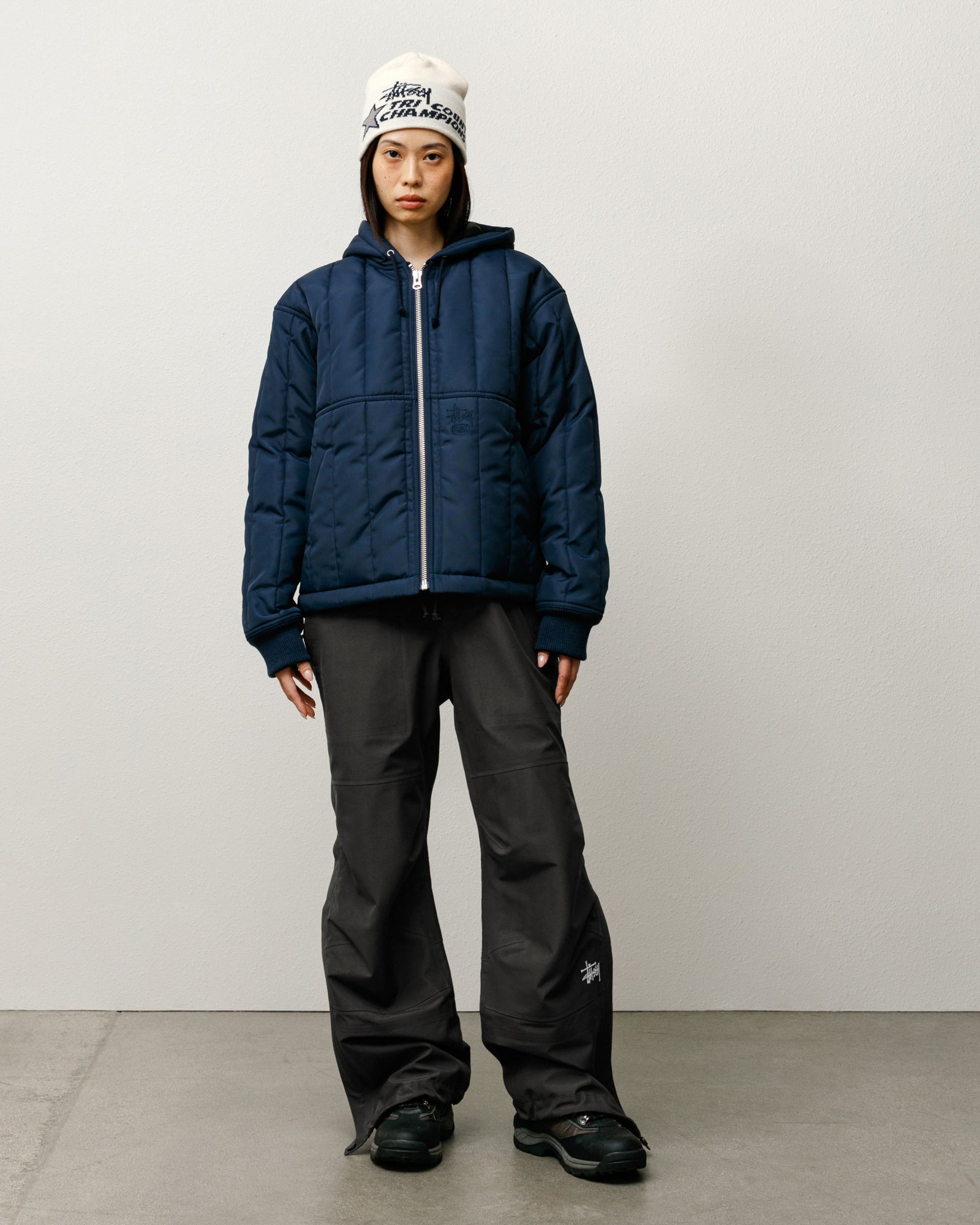 Work Jacket Quilted Nylon Mens Long Sleeve In Navy