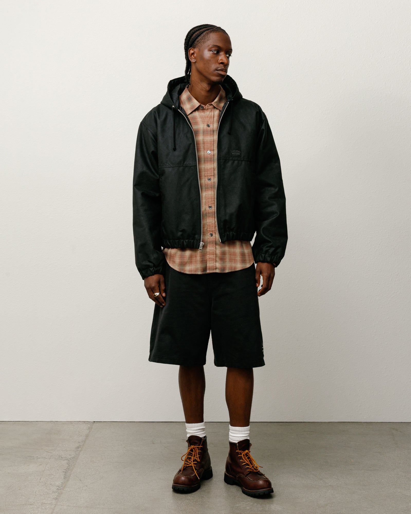 Work Jacket Waxed Cotton Mens Long Sleeve In Black